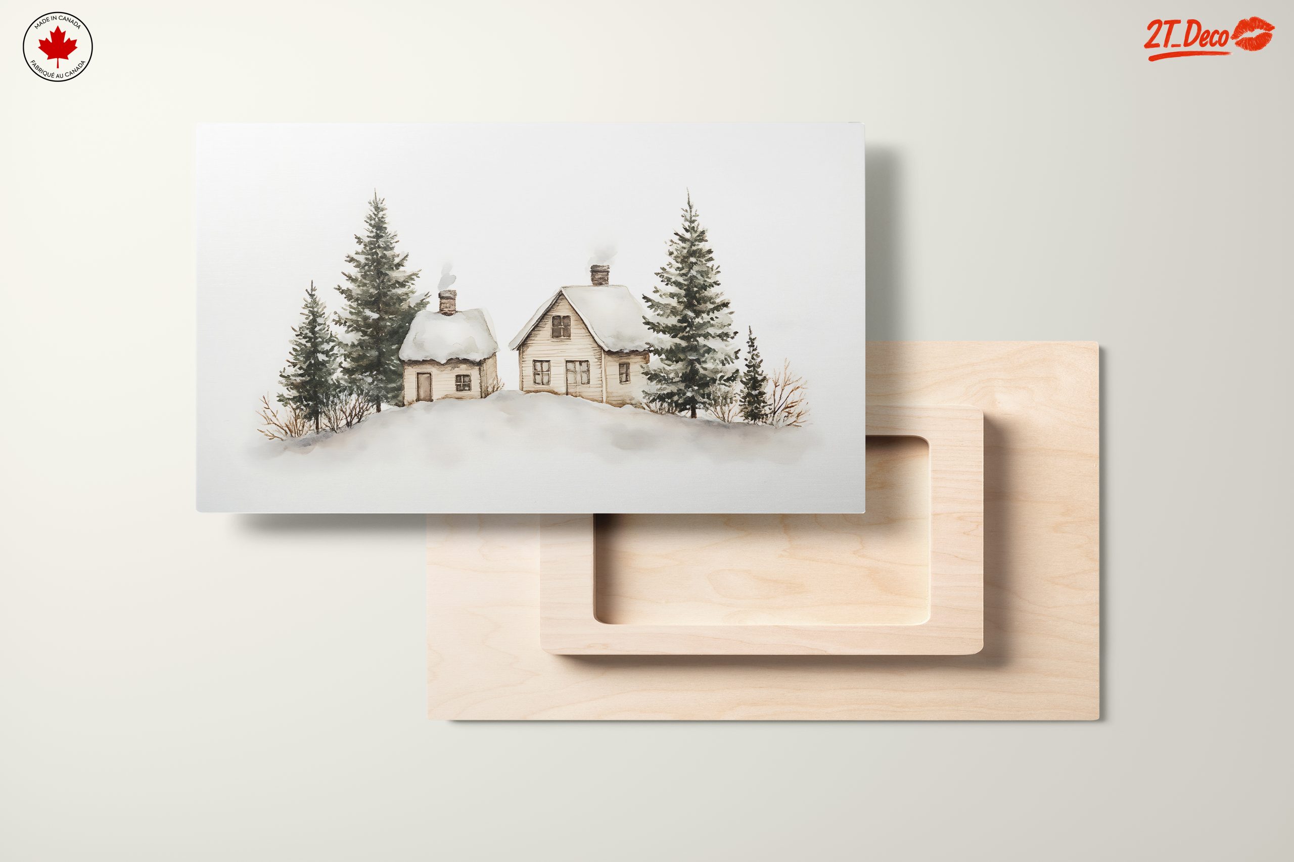 Charming Winter Landscape with Cozy Cabins - Image 11