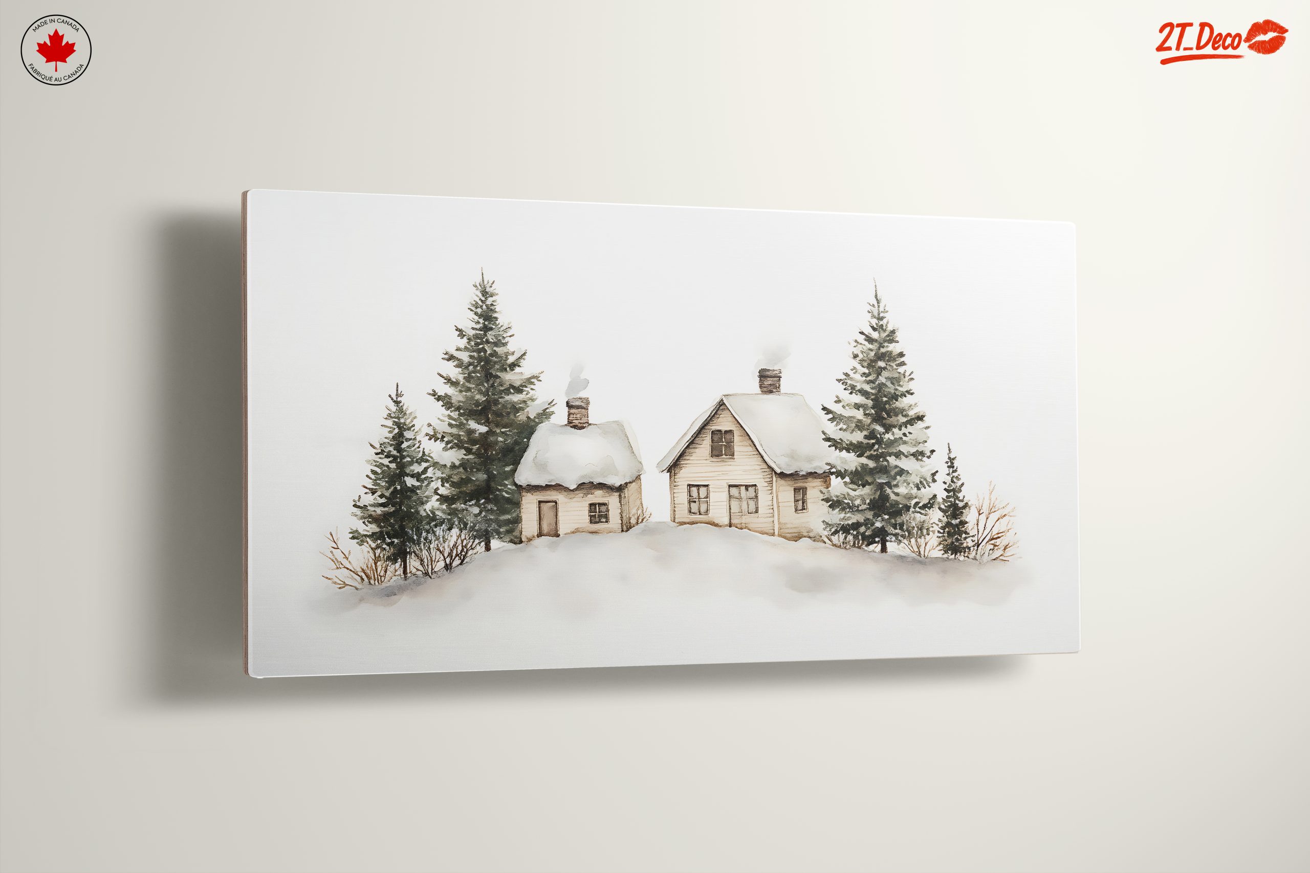 Charming Winter Landscape with Cozy Cabins - Image 13