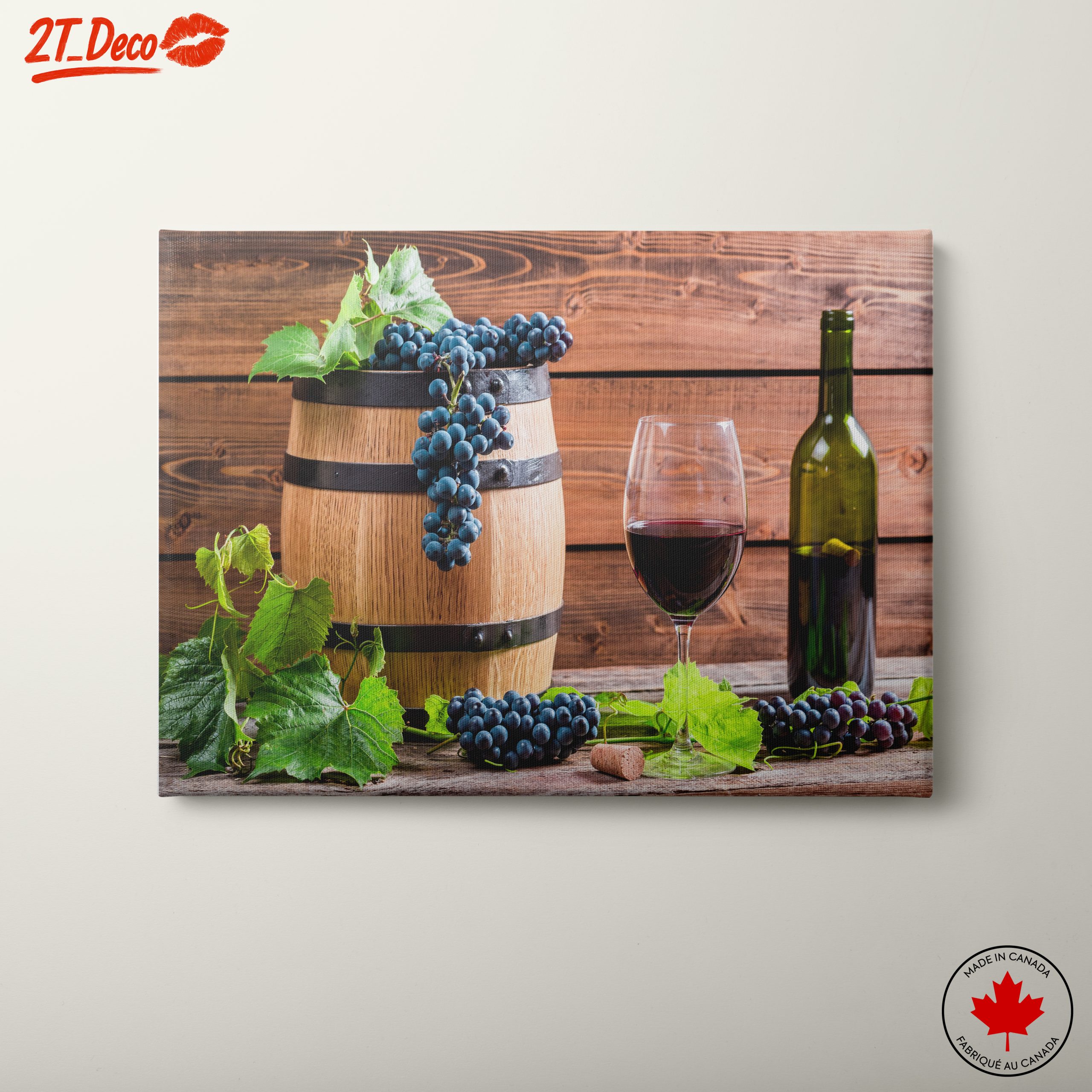Rustic Wine Barrel With Grapes