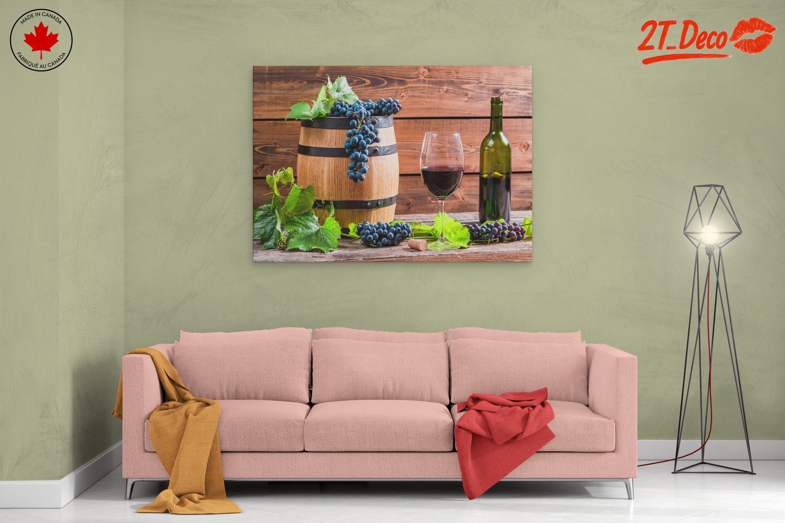 Rustic Wine Barrel With Grapes - Image 2