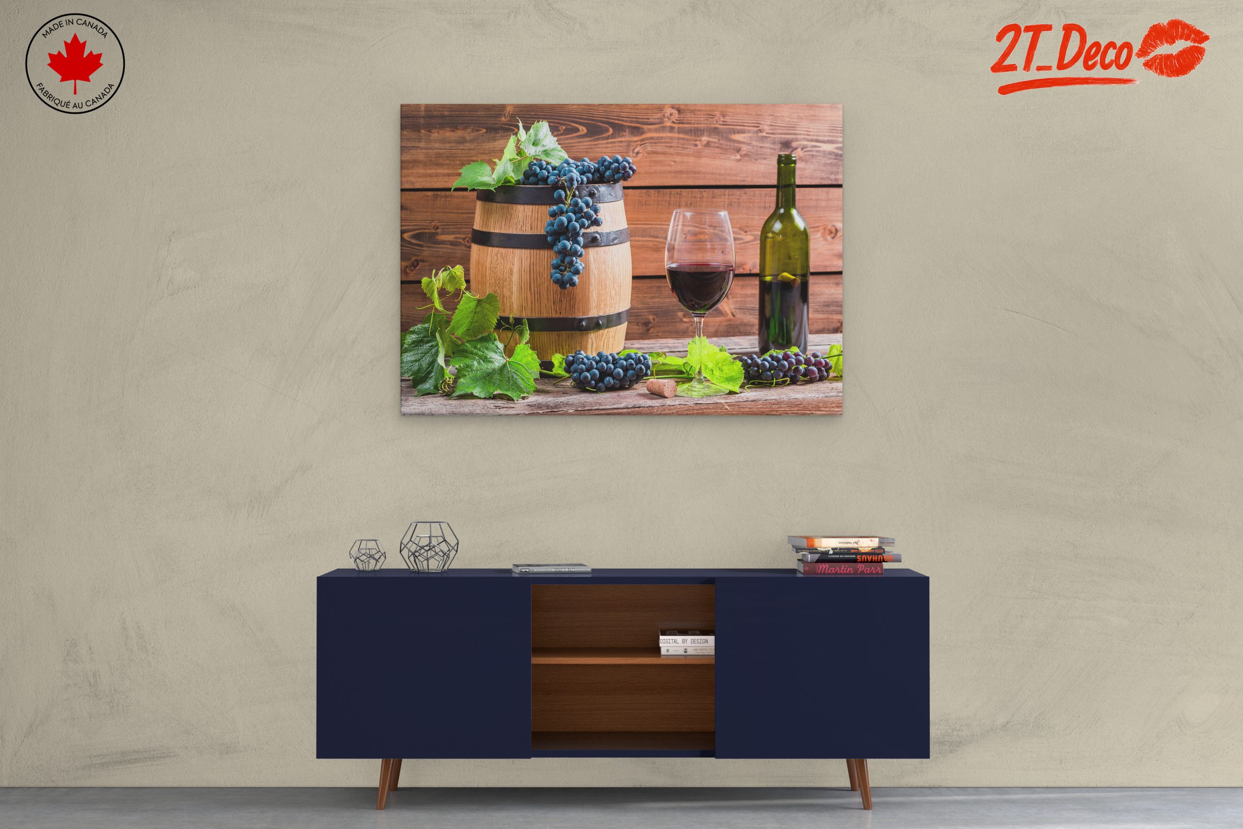 Rustic Wine Barrel With Grapes - Image 3