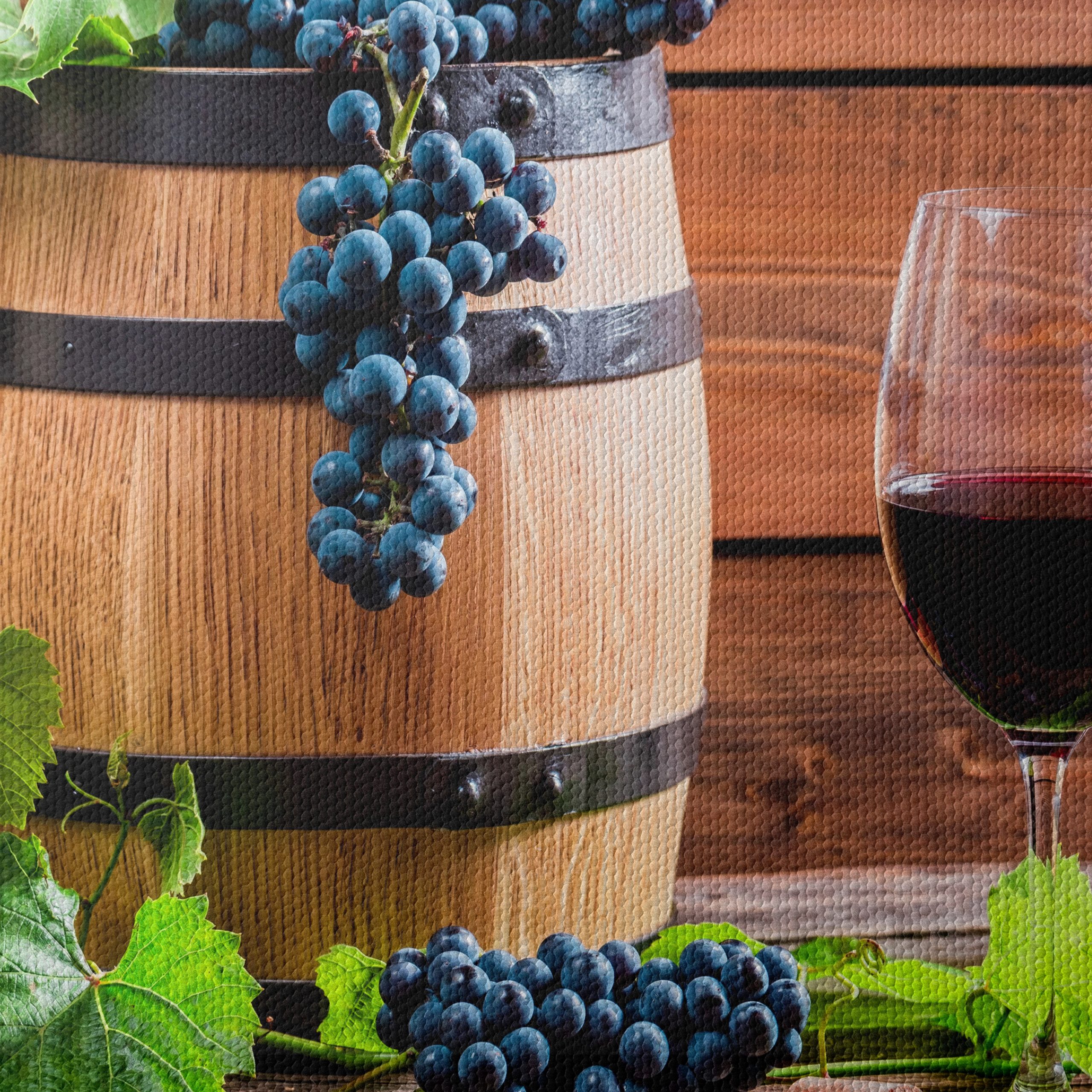 Rustic Wine Barrel With Grapes - Image 4