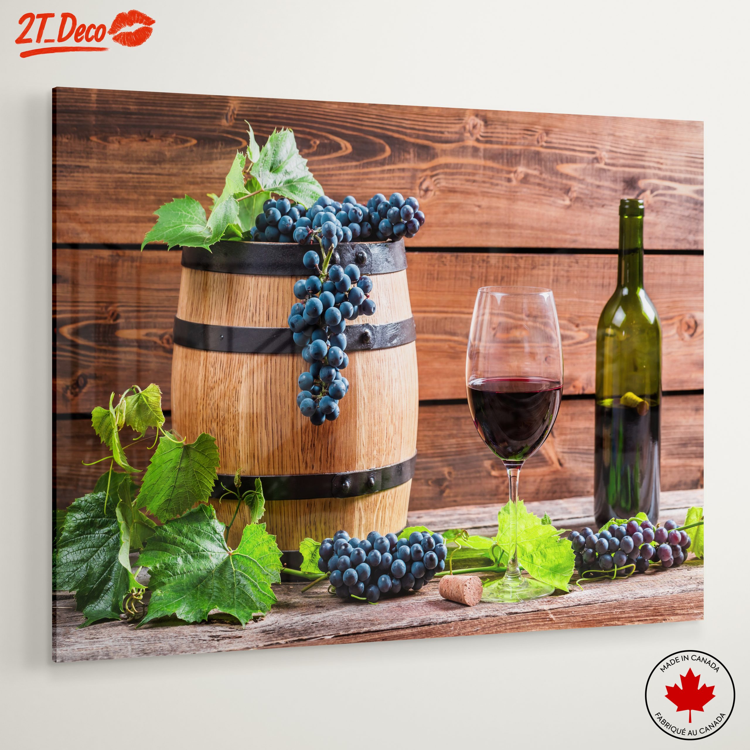 Rustic Wine Barrel With Grapes - Image 6