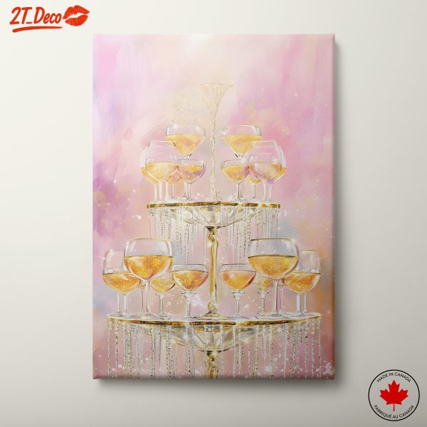 Champagne Glasses Tower Celebration Art