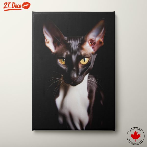 Sleek Black Cat Artwork with Striking Eyes