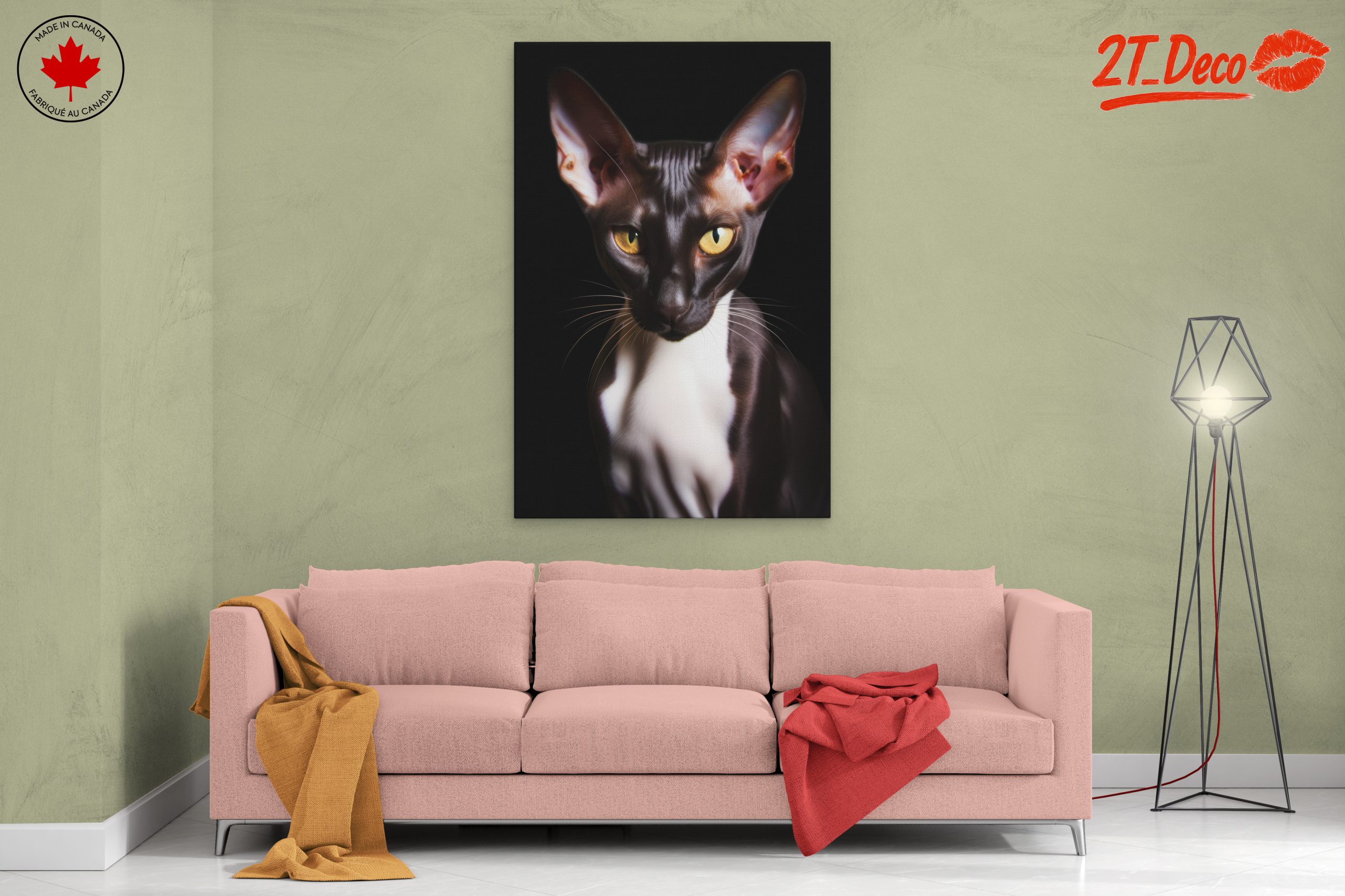 Sleek Black Cat Artwork with Striking Eyes - Image 2