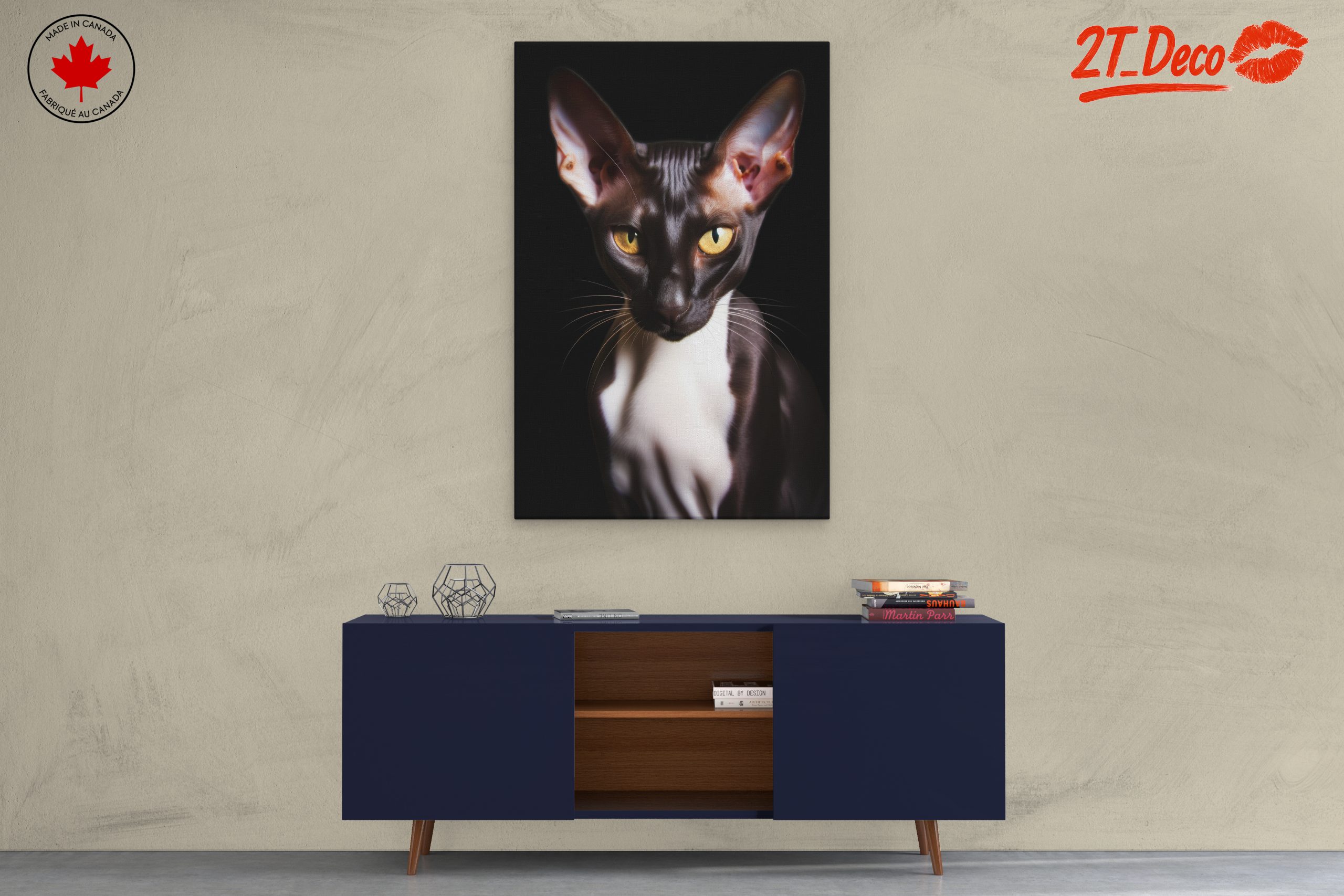Sleek Black Cat Artwork with Striking Eyes - Image 3