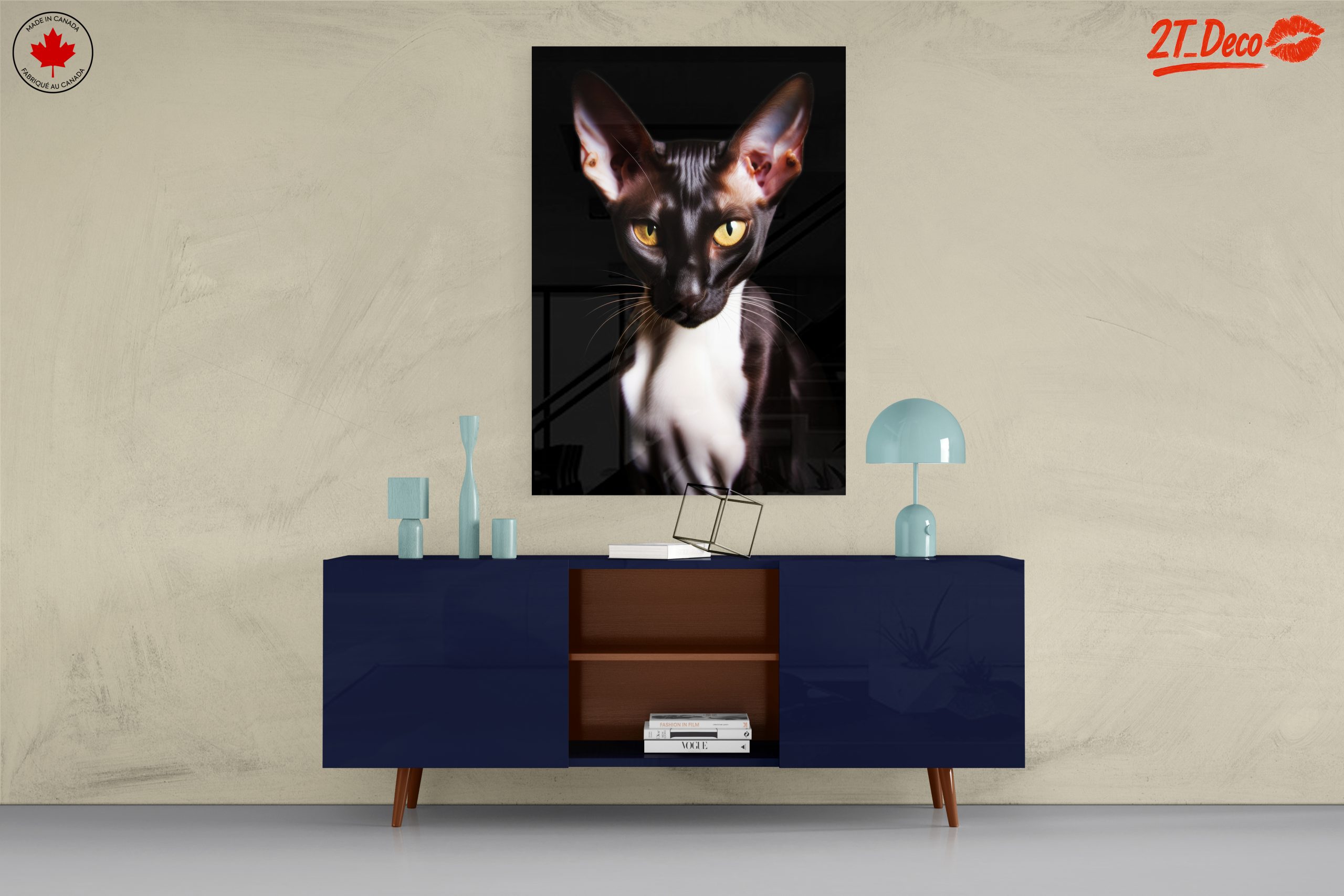 Sleek Black Cat Artwork with Striking Eyes - Image 8