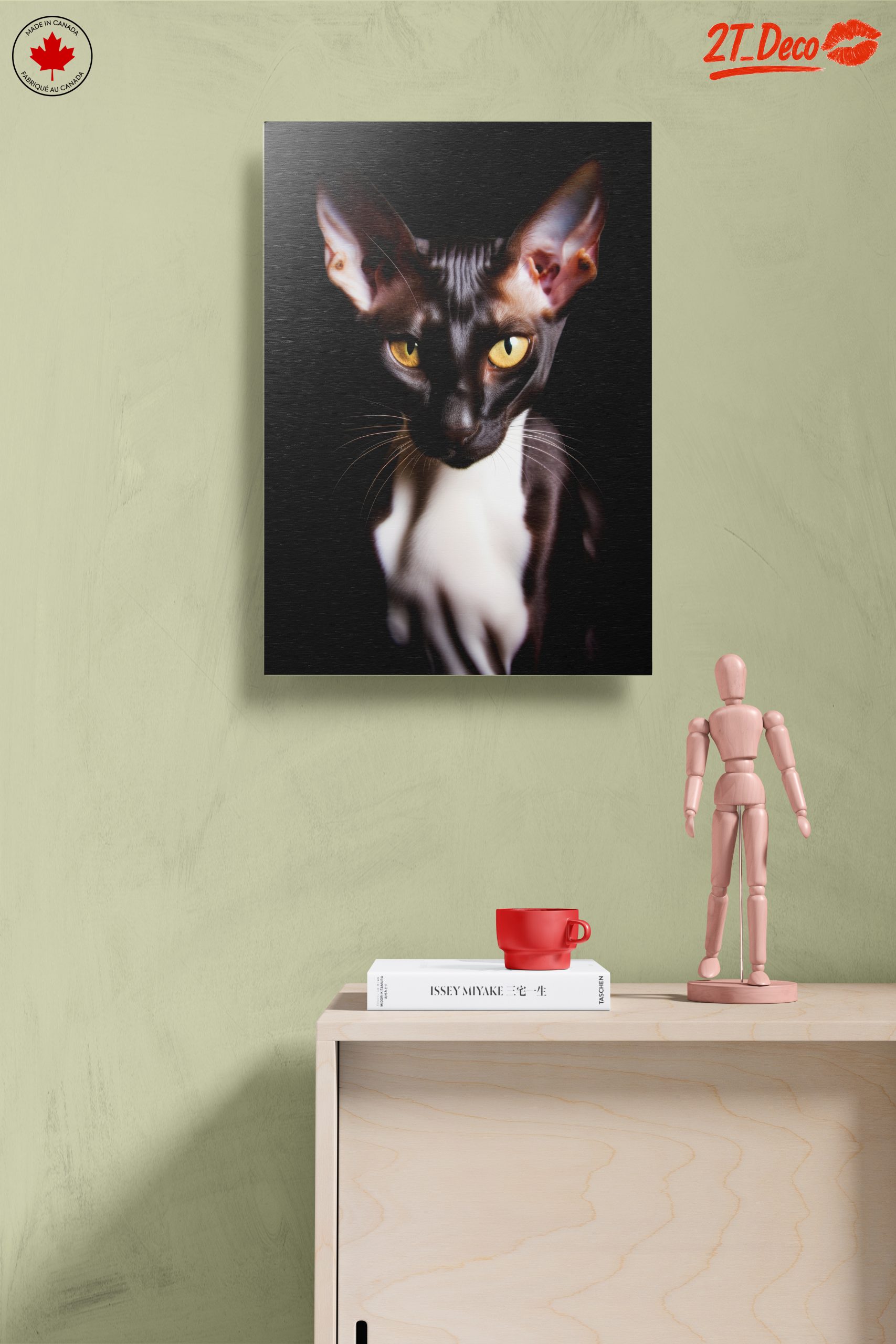 Sleek Black Cat Artwork with Striking Eyes - Image 14