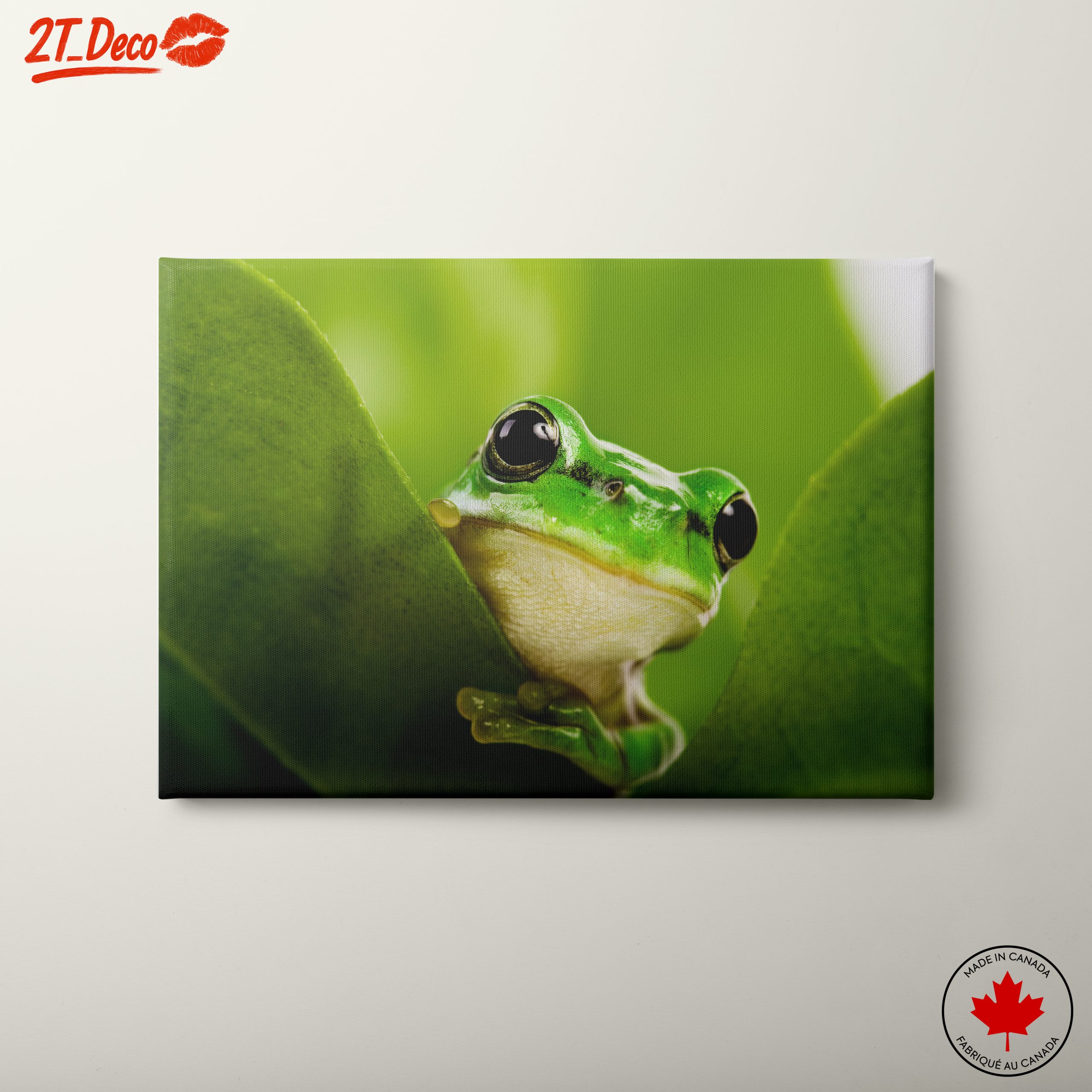 Close-Up Of A Green Frog Among Leaves