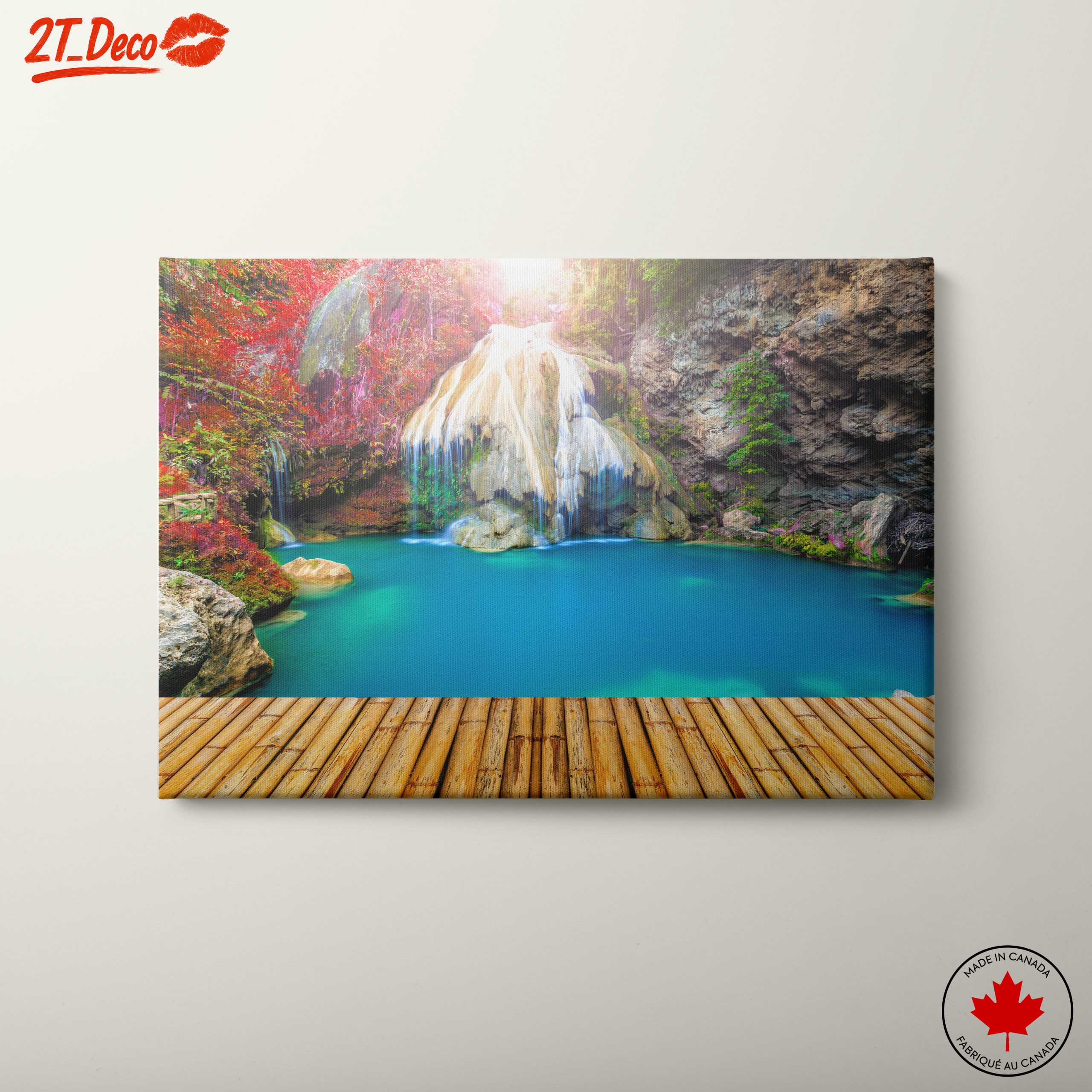 Serene Waterfall in a Colorful Forest