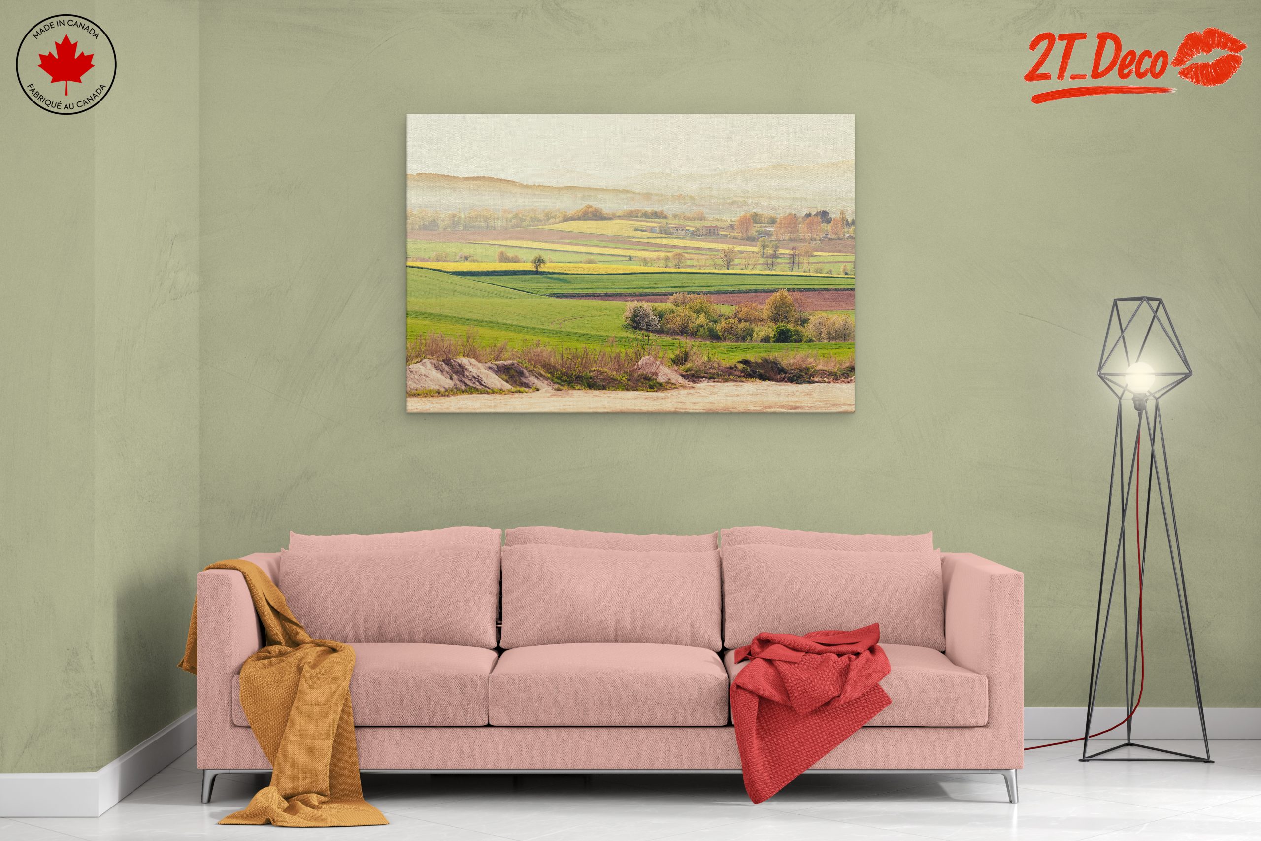 Serene Green Fields Landscape Art - Image 2