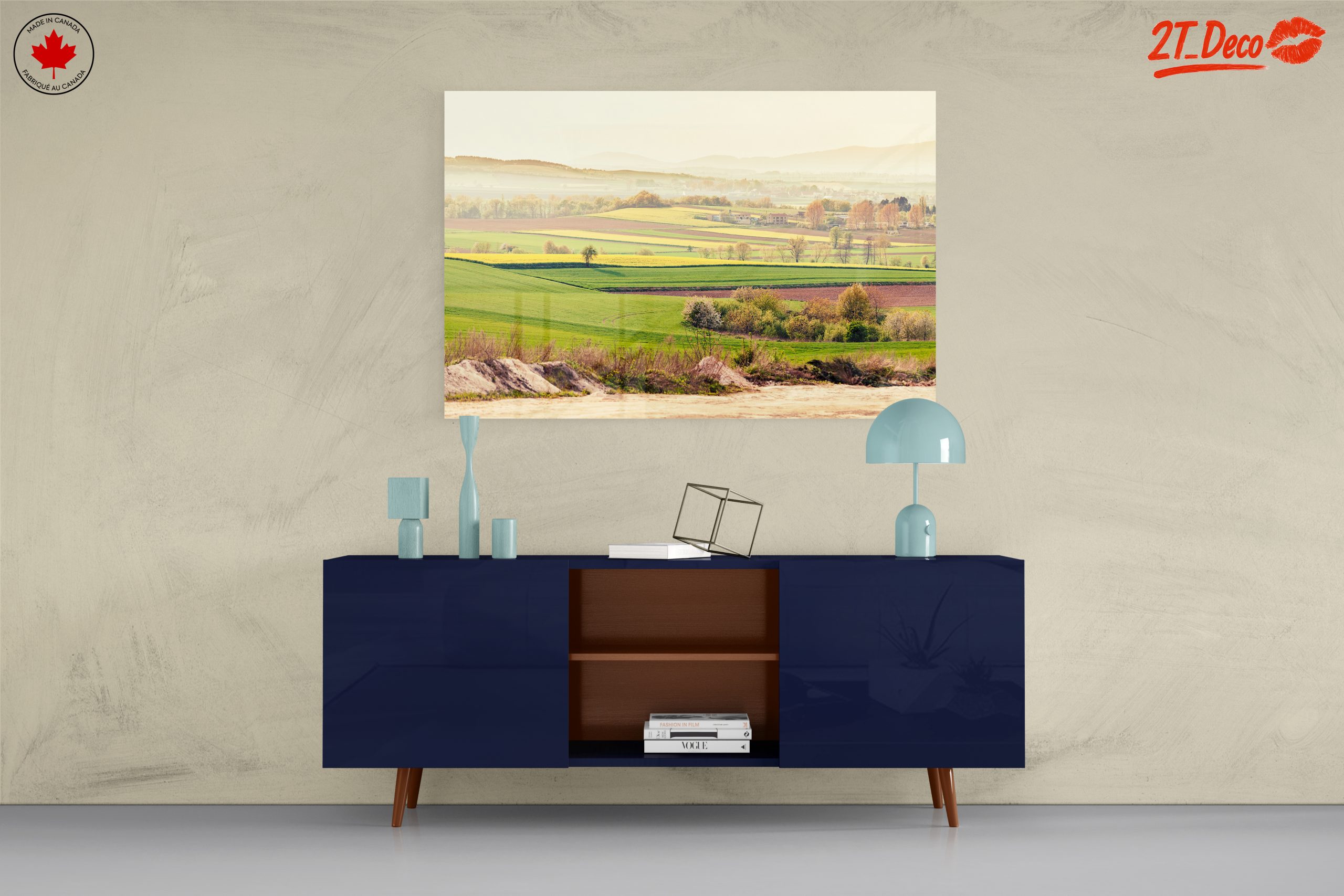 Serene Green Fields Landscape Art - Image 8