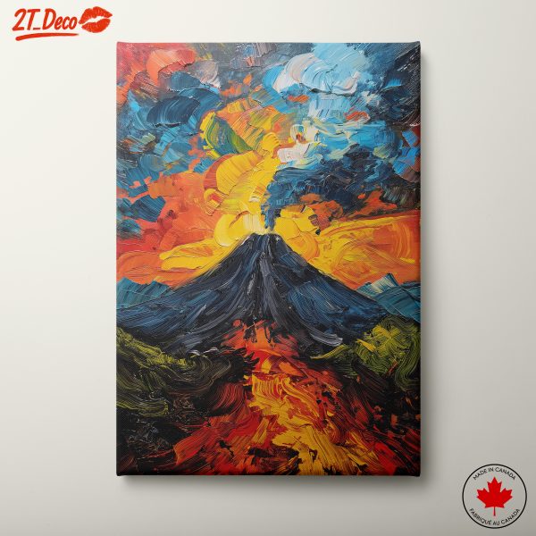 Volcano Erupting Under Colorful Skies