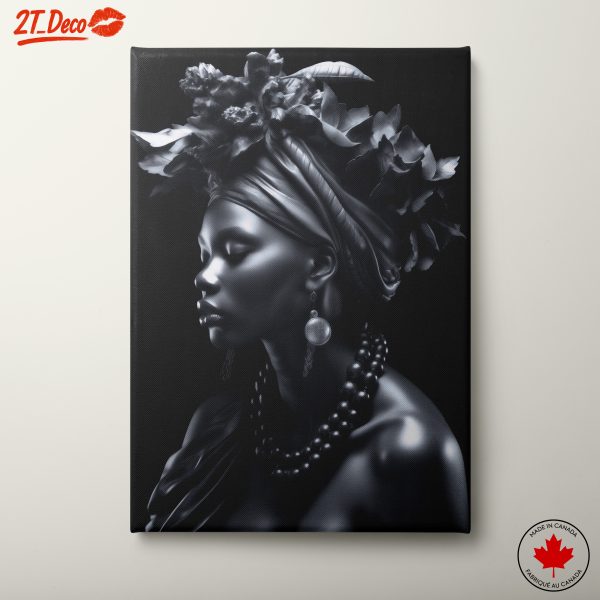 Elegant Afro Art Portrait with Floral Accents