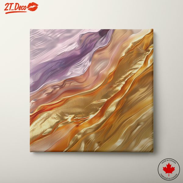 Flowing Abstract Art with Gold and Purple Tones