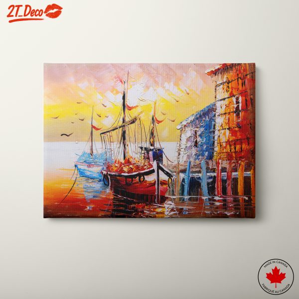 Colorful Waterfront Scene with Boats
