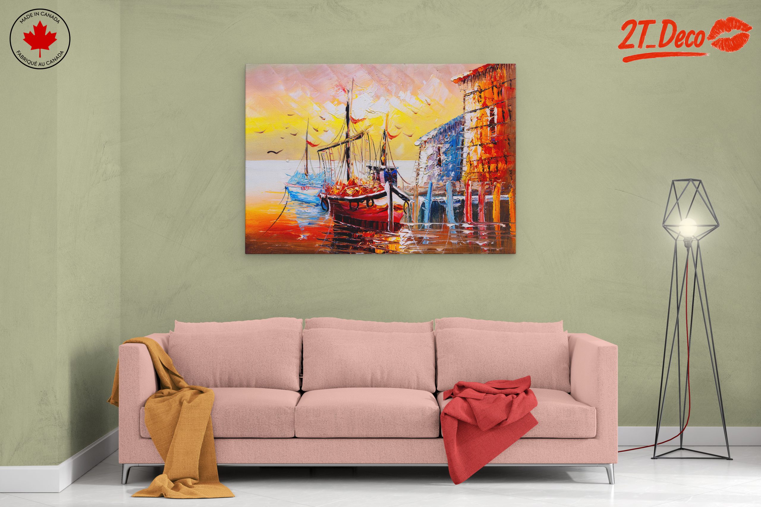 Colorful Waterfront Scene with Boats - Image 2