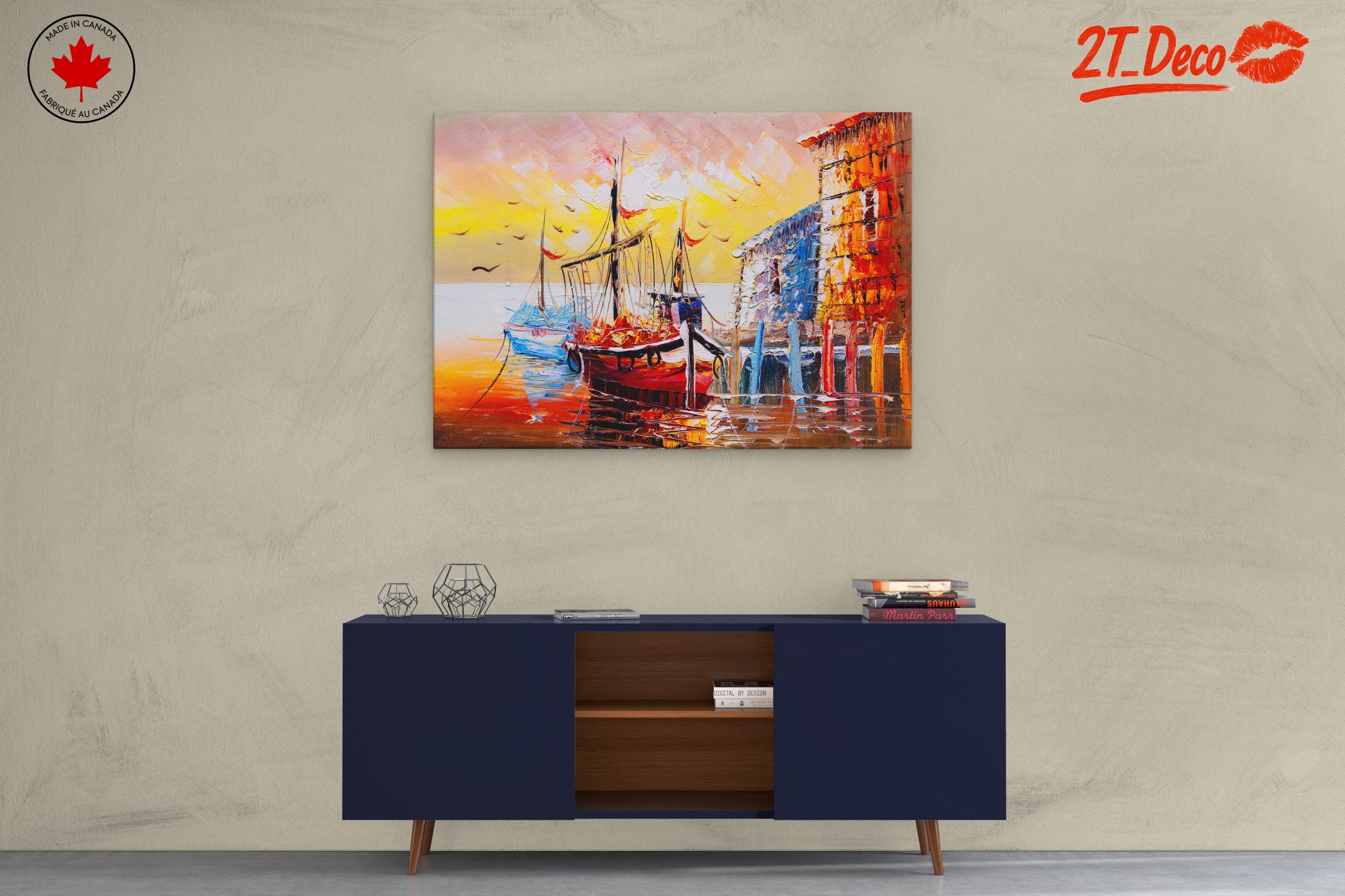 Colorful Waterfront Scene with Boats - Image 3