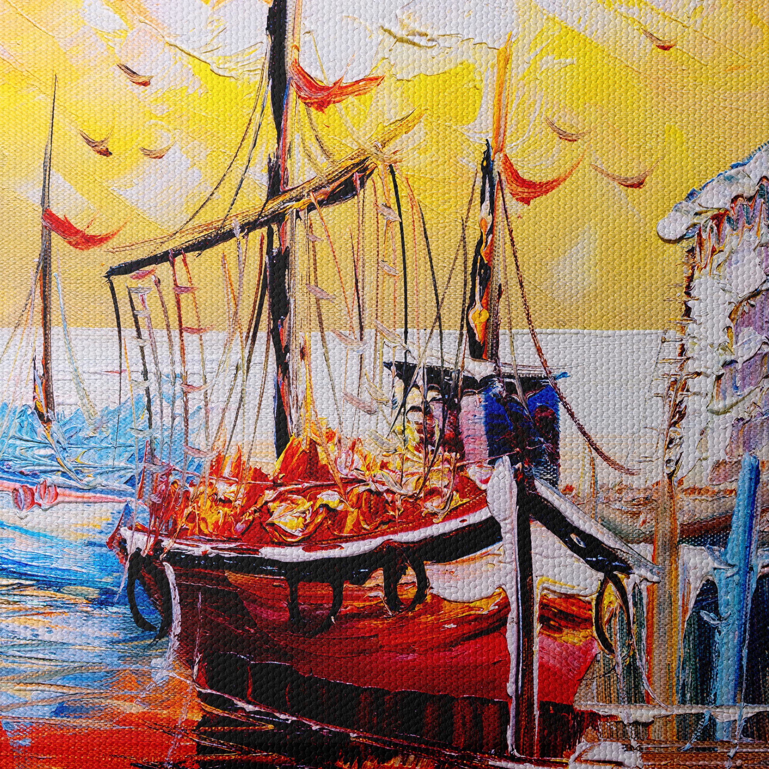 Colorful Waterfront Scene with Boats - Image 4