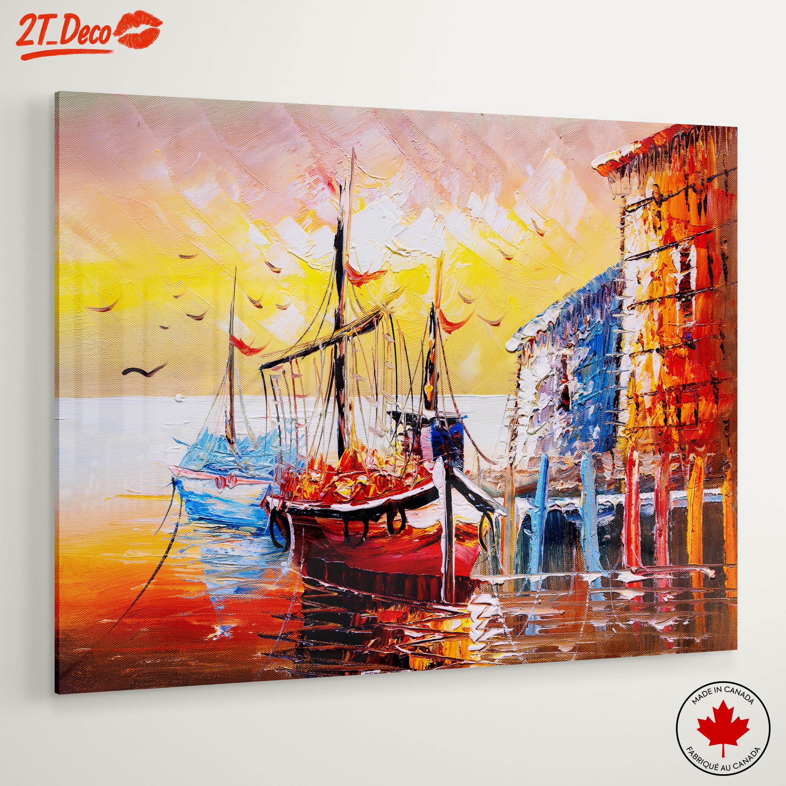 Colorful Waterfront Scene with Boats - Image 6