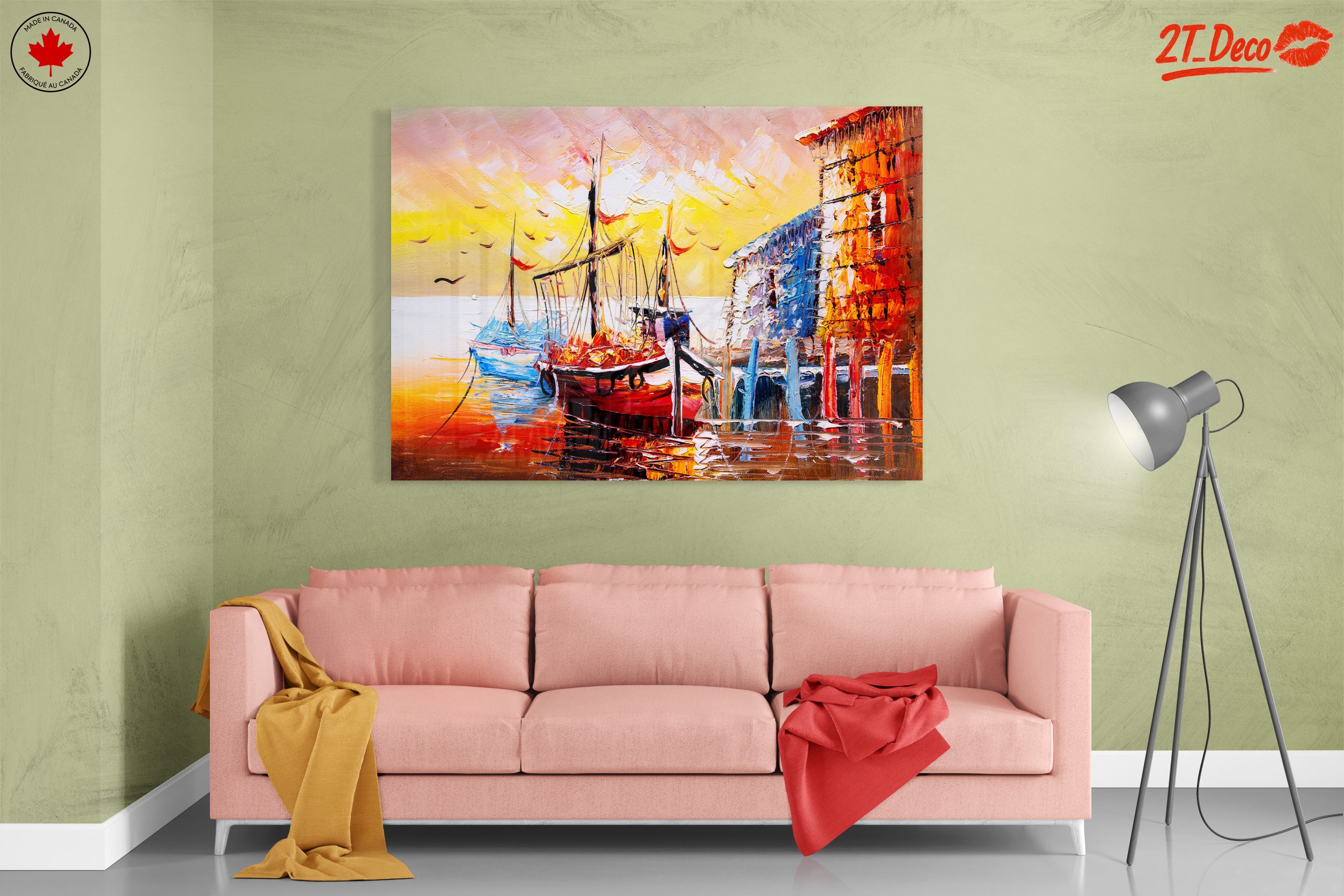 Colorful Waterfront Scene with Boats - Image 7