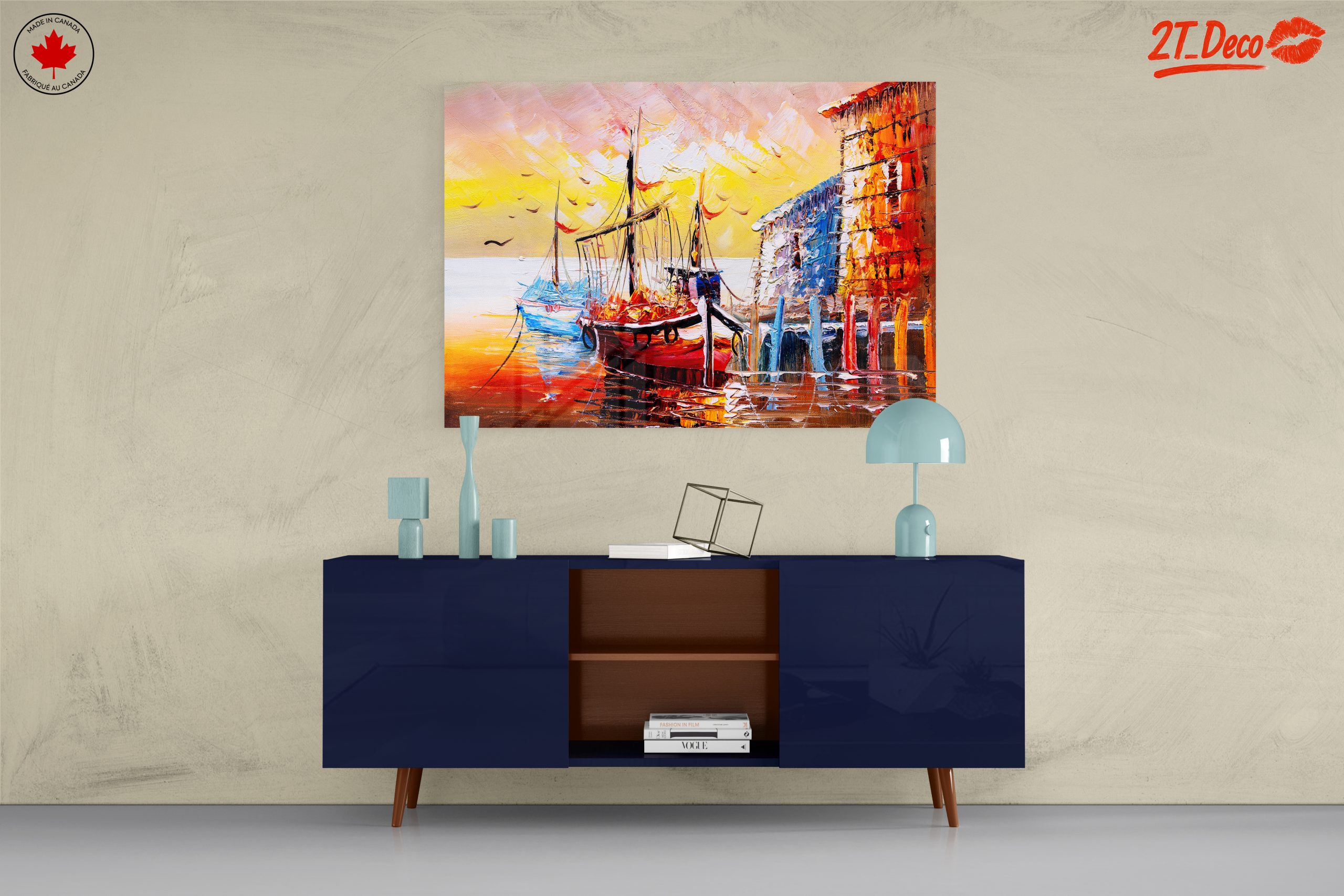Colorful Waterfront Scene with Boats - Image 8