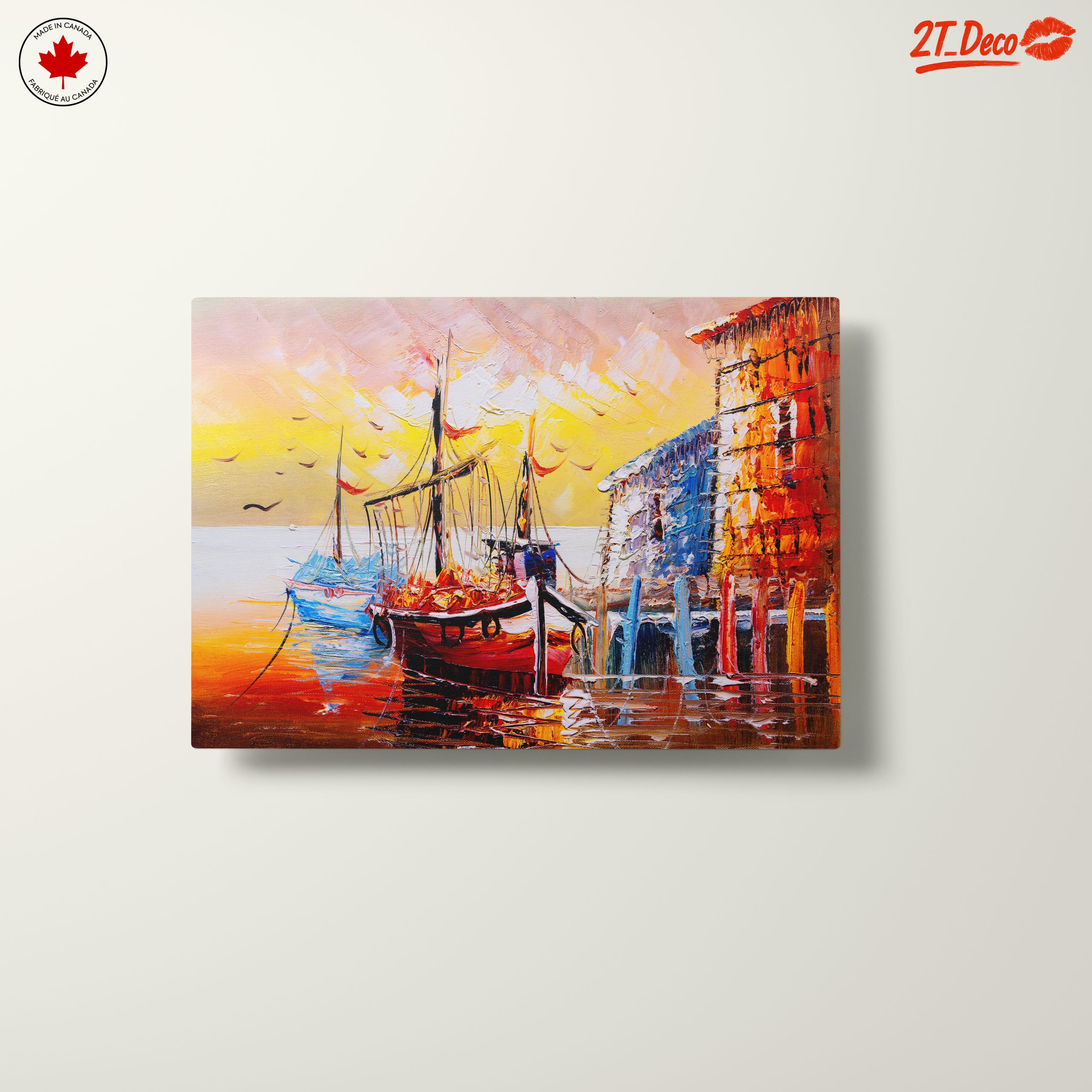 Colorful Waterfront Scene with Boats - Image 10