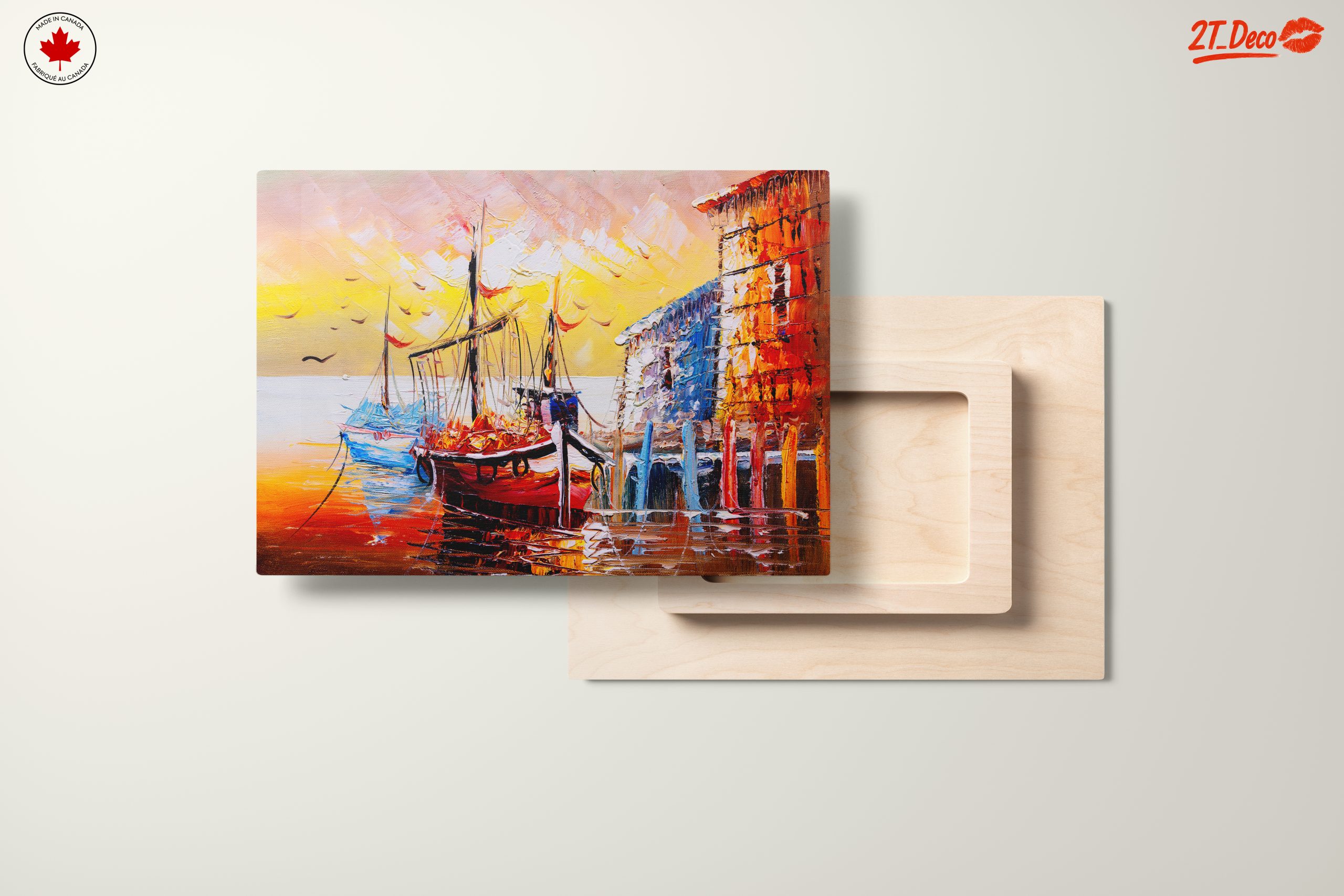 Colorful Waterfront Scene with Boats - Image 11