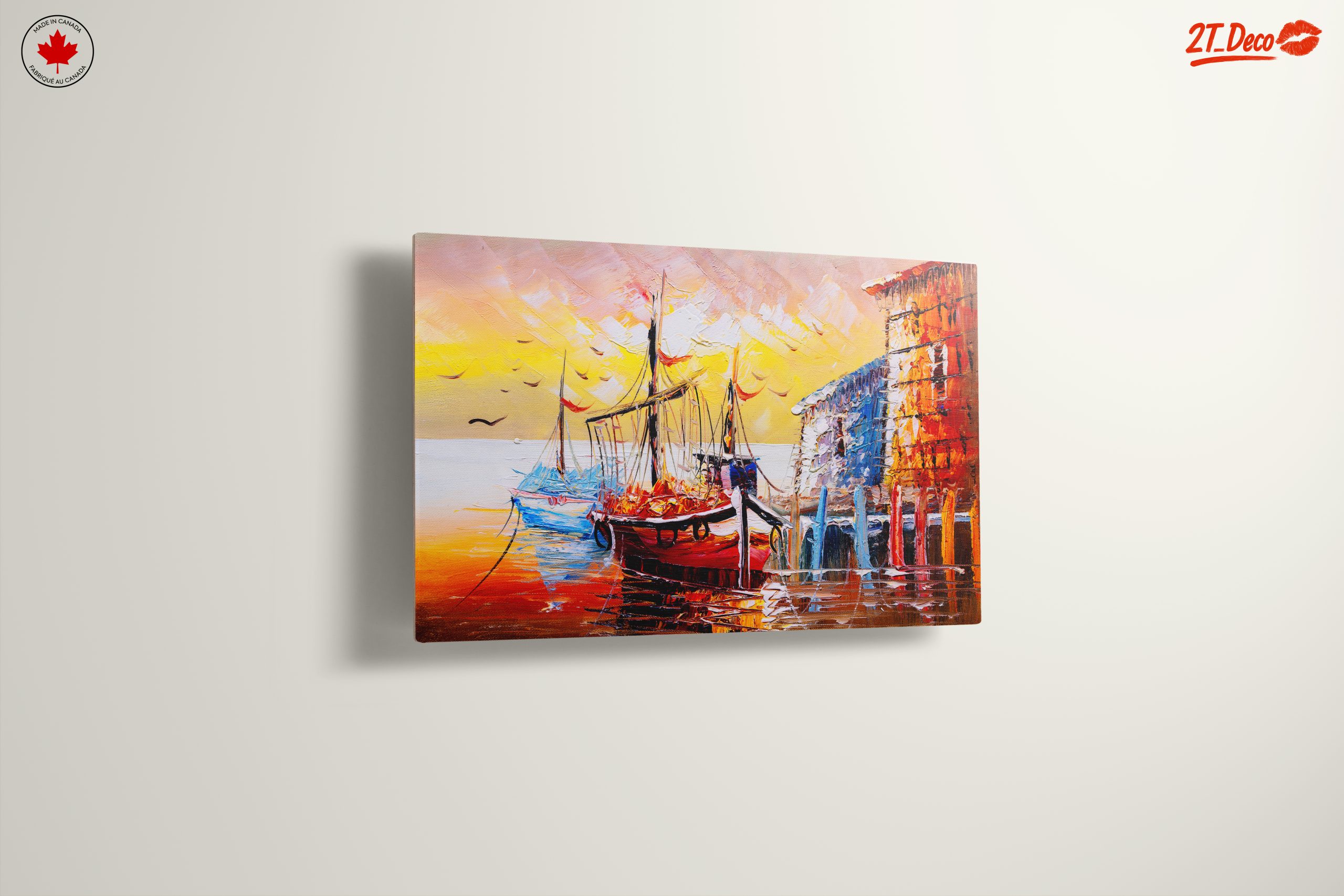 Colorful Waterfront Scene with Boats - Image 13