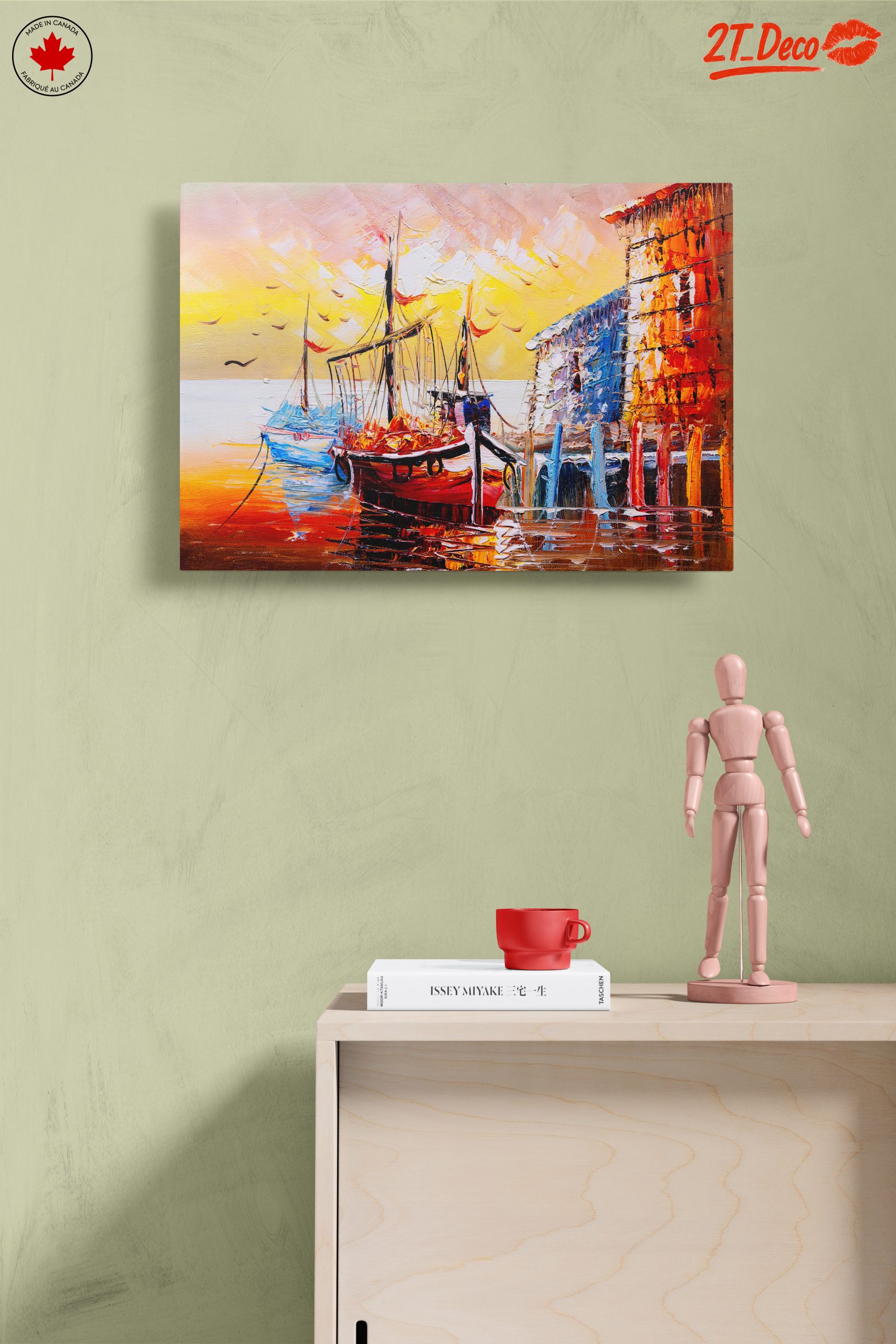 Colorful Waterfront Scene with Boats - Image 14