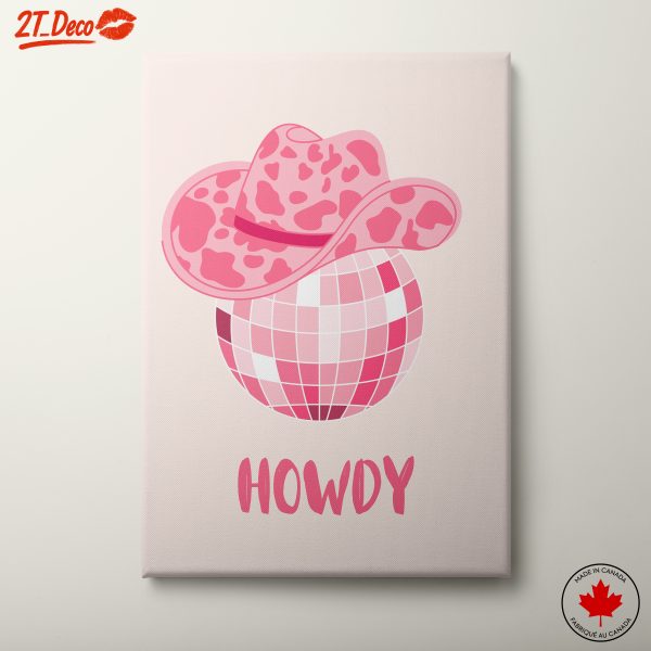 Playful Disco Themed Artwork Featuring Pink Cowboy Hat