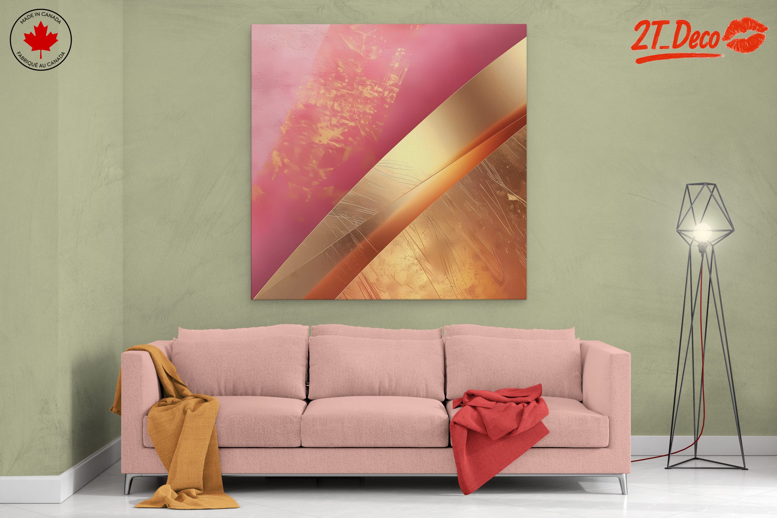 Elegant Gold and Pink Abstract Design - Image 2