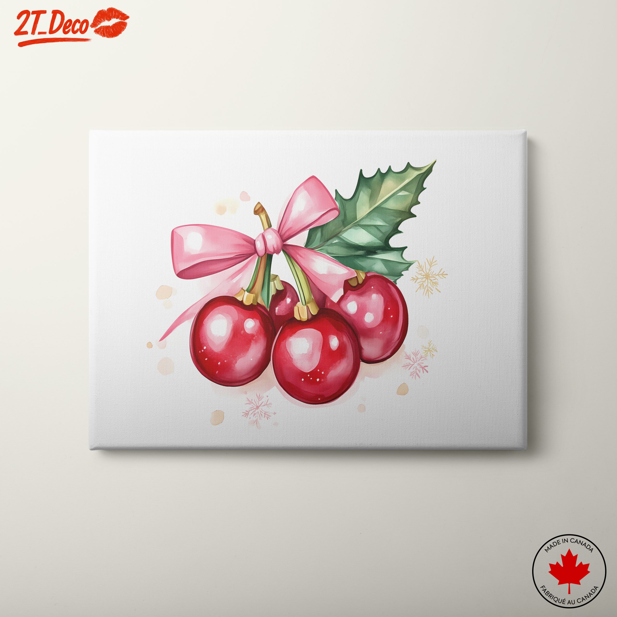 Holiday Floral Artwork with Bow
