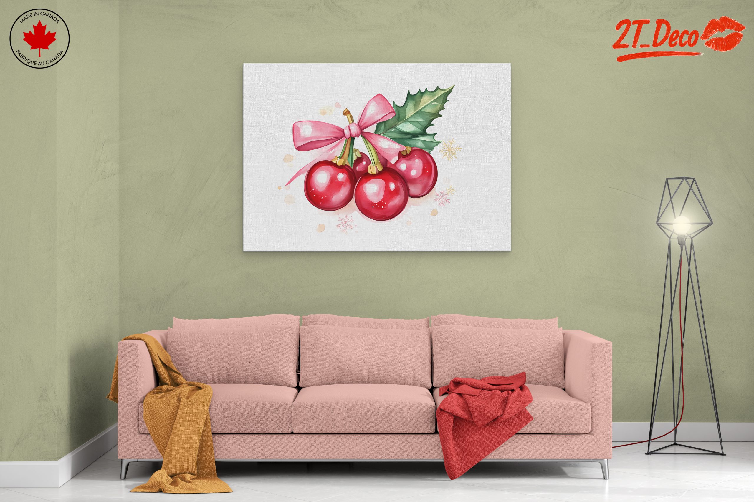 Holiday Floral Artwork with Bow - Image 2