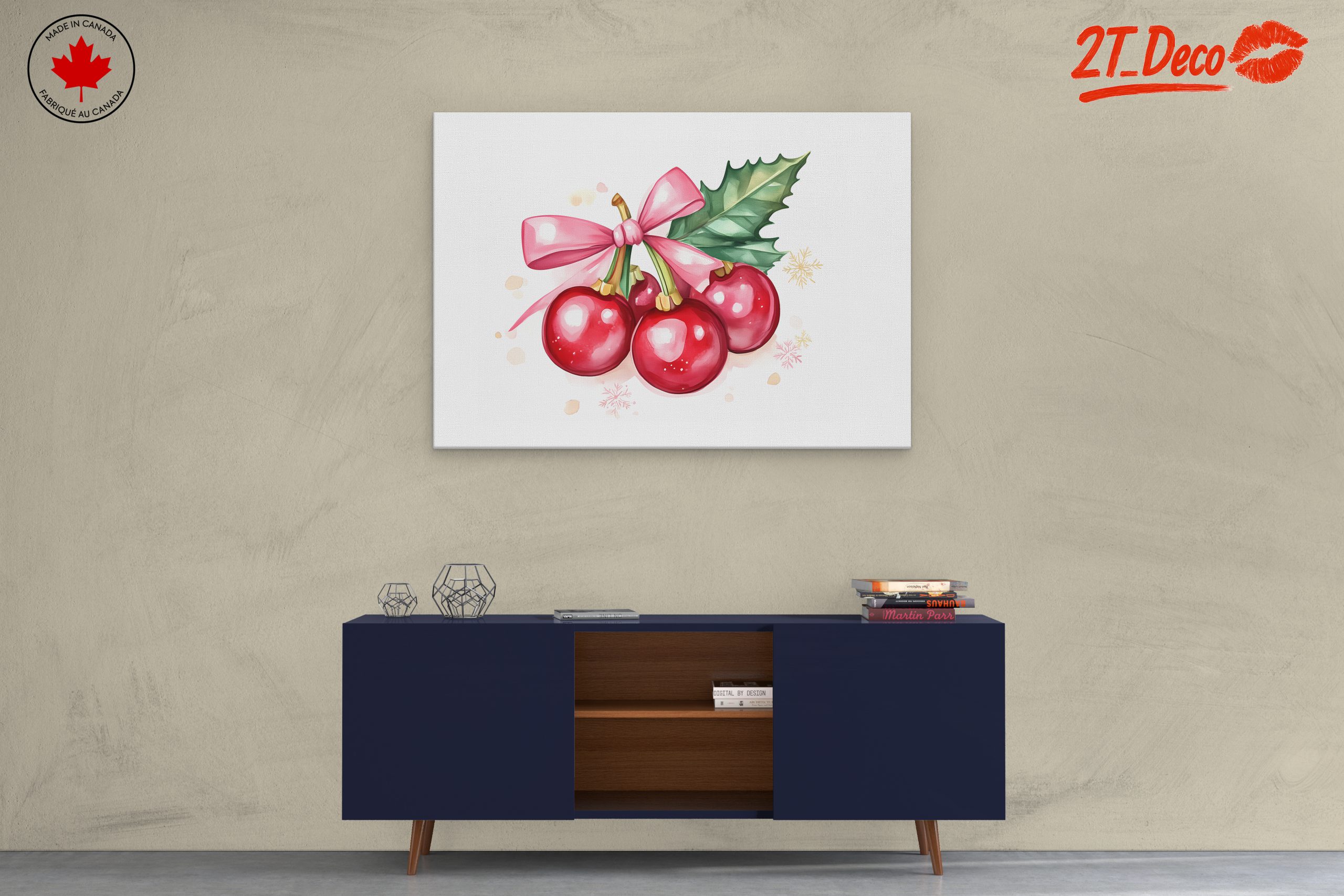 Holiday Floral Artwork with Bow - Image 3