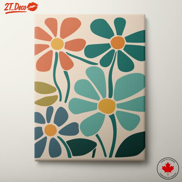 Stylized Botanical Flowers in Abstract Design