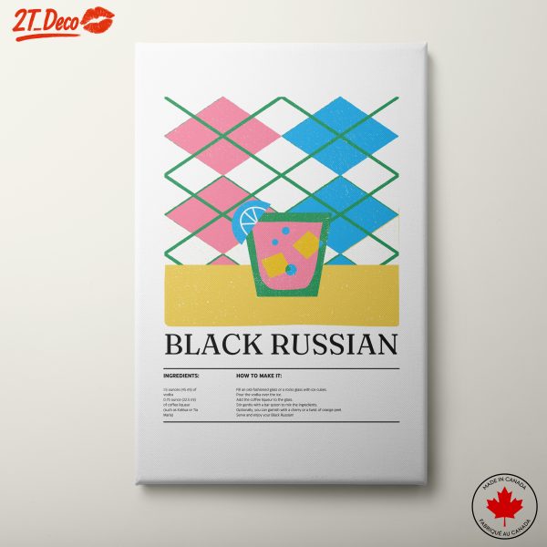 Colorful Black Russian Cocktail Art