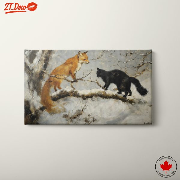 Artistic Fox and Black Cat Encounter