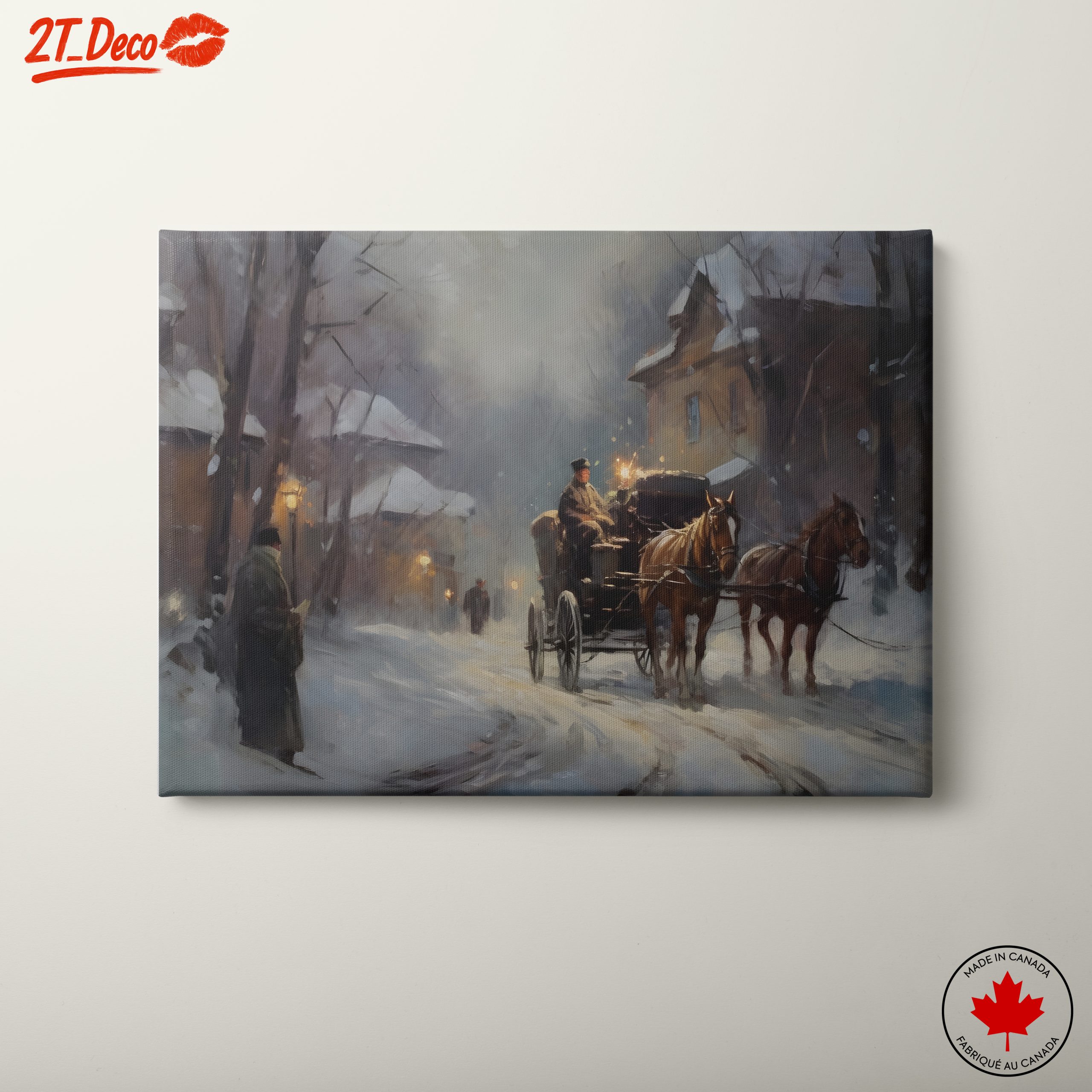Charming Winter Landscape with Horse-Drawn Carriage