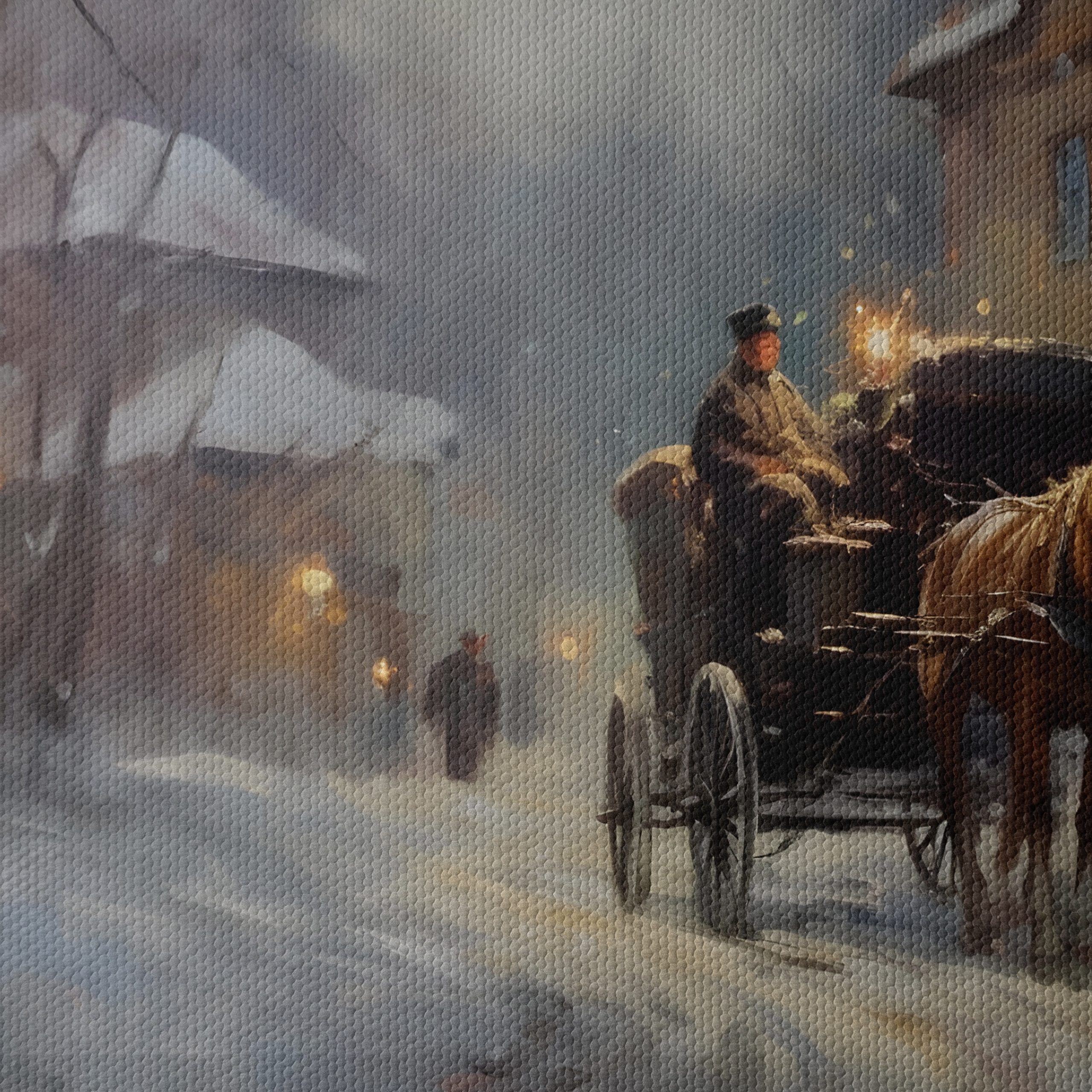 Charming Winter Landscape with Horse-Drawn Carriage - Image 4