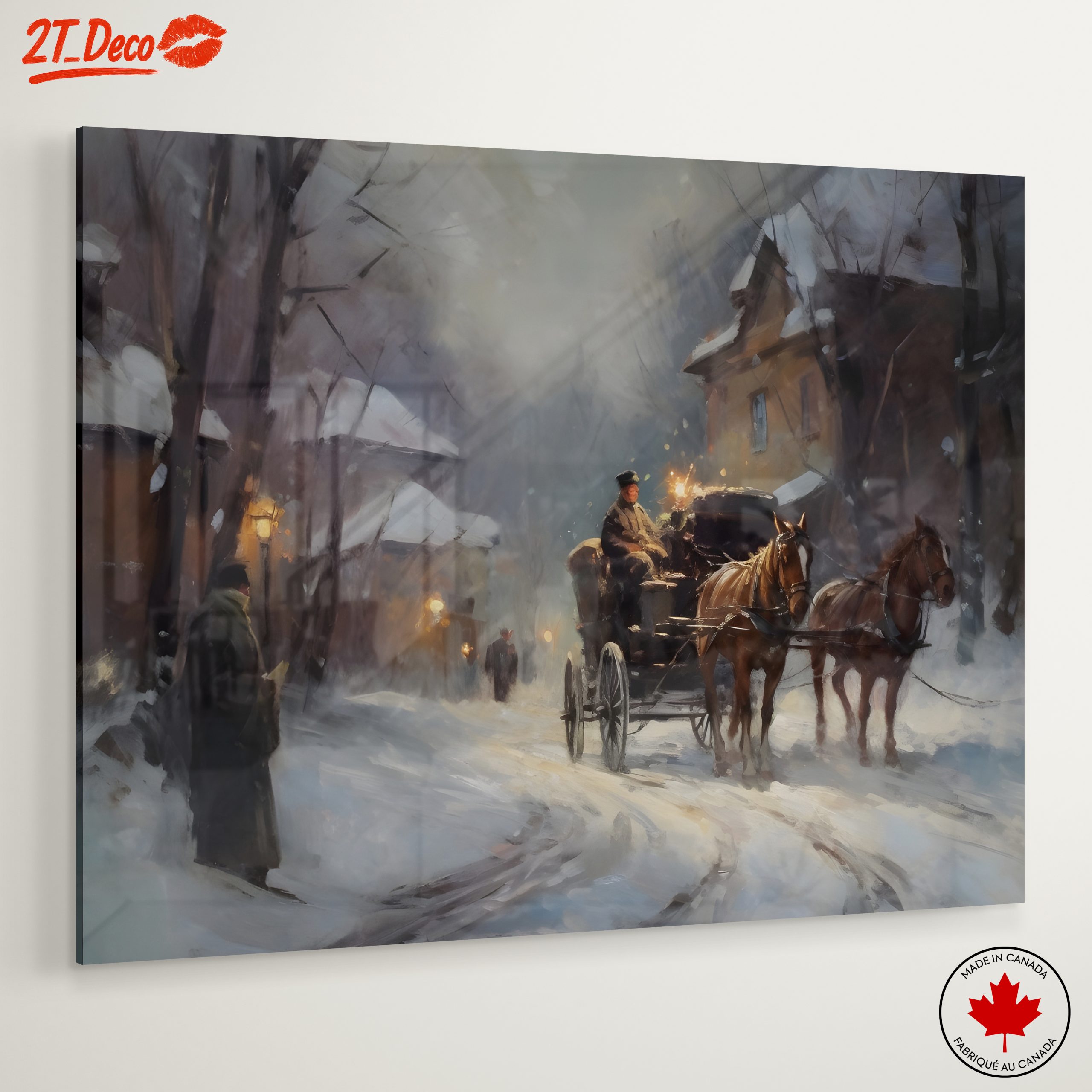 Charming Winter Landscape with Horse-Drawn Carriage - Image 6