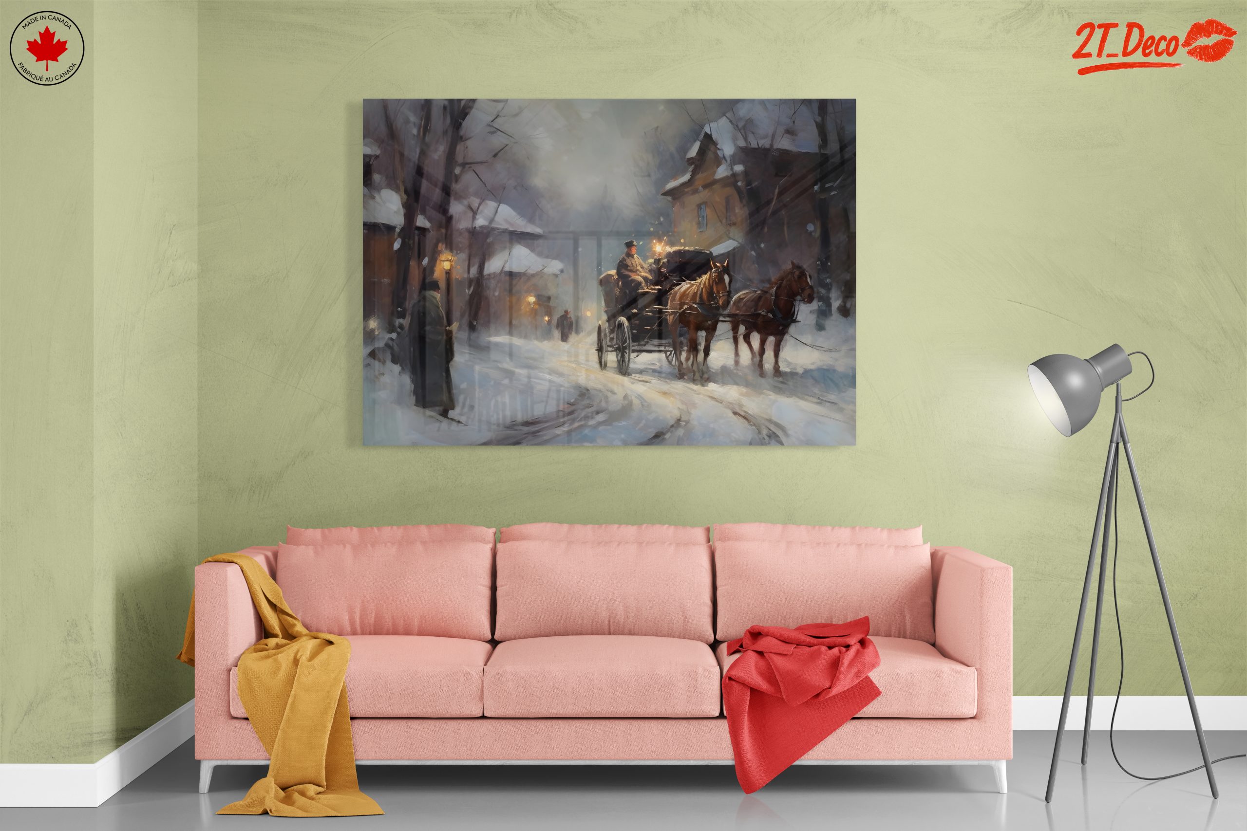 Charming Winter Landscape with Horse-Drawn Carriage - Image 7