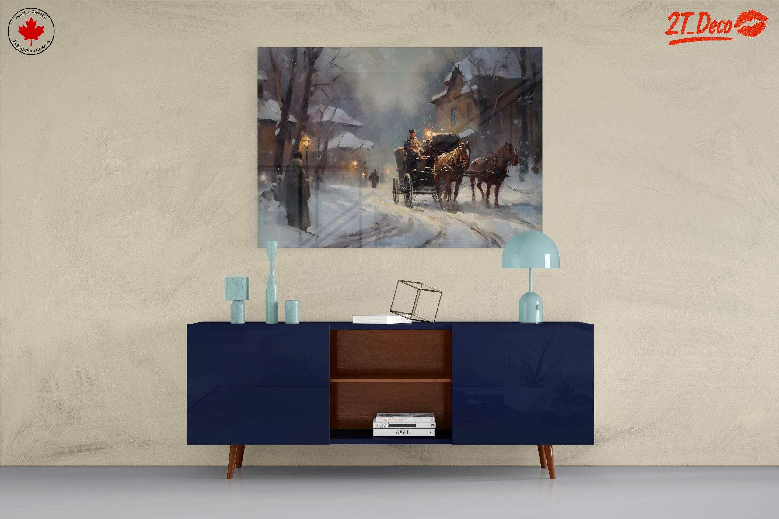 Charming Winter Landscape with Horse-Drawn Carriage - Image 8