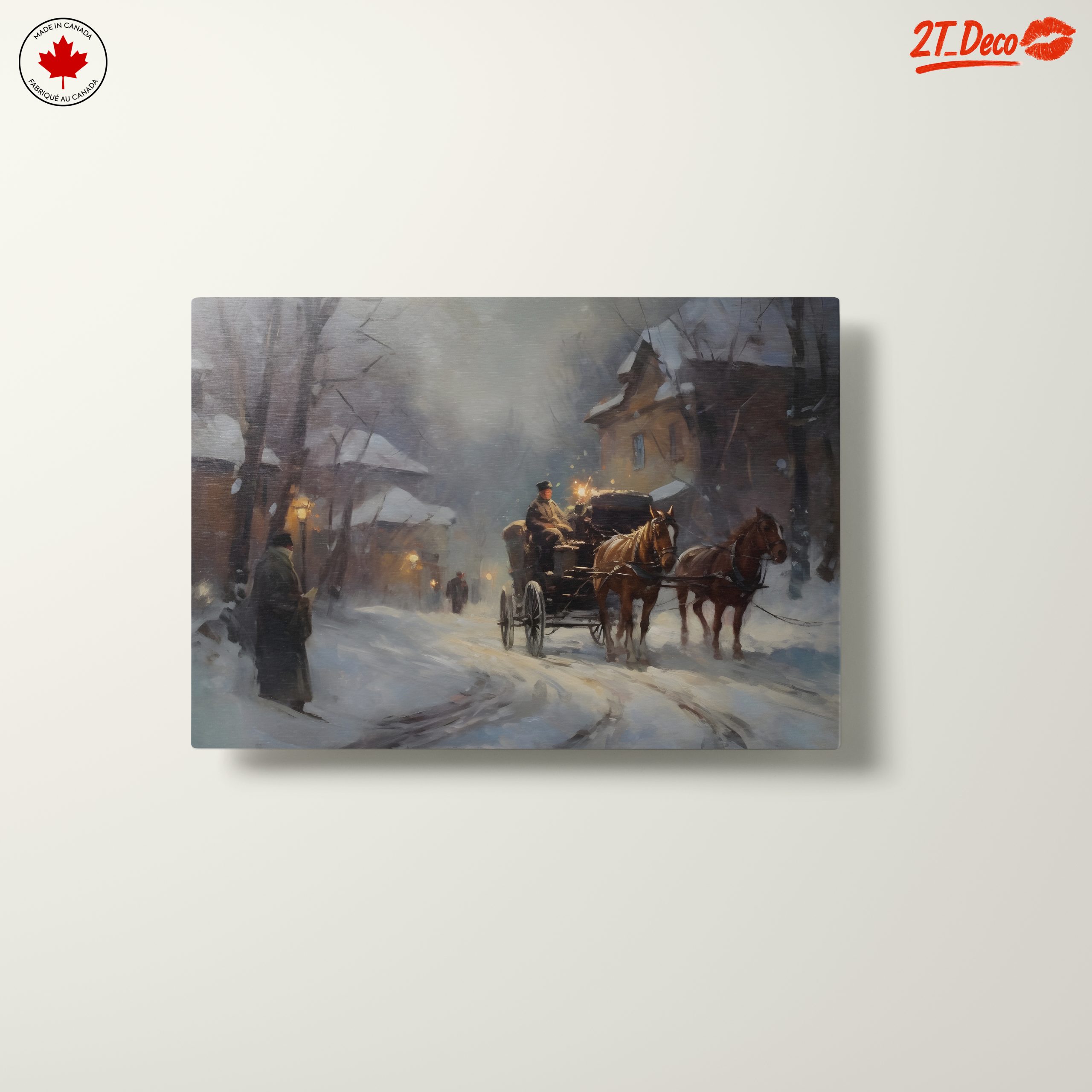 Charming Winter Landscape with Horse-Drawn Carriage - Image 10