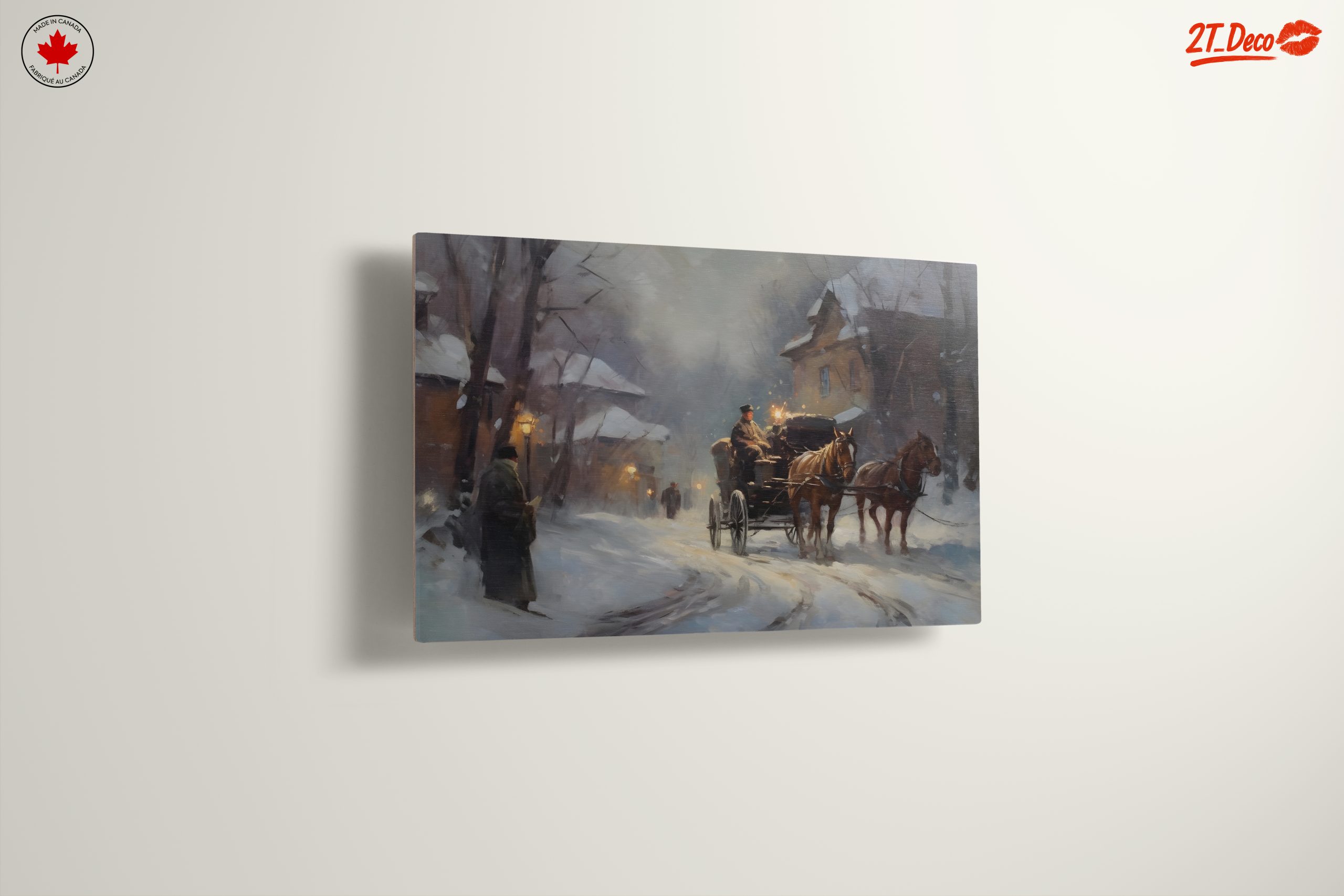 Charming Winter Landscape with Horse-Drawn Carriage - Image 13