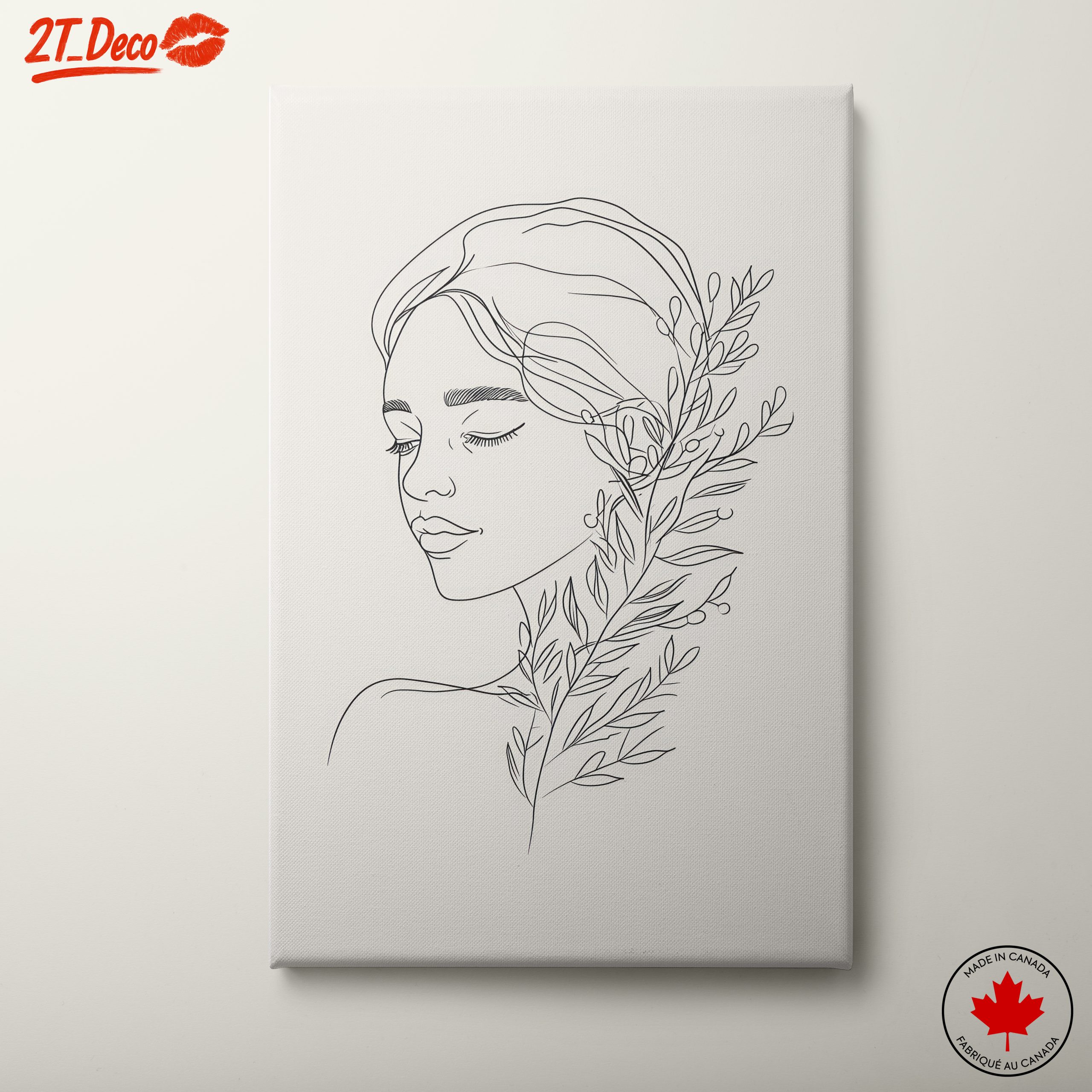 Stylized Female Figure with Leaves