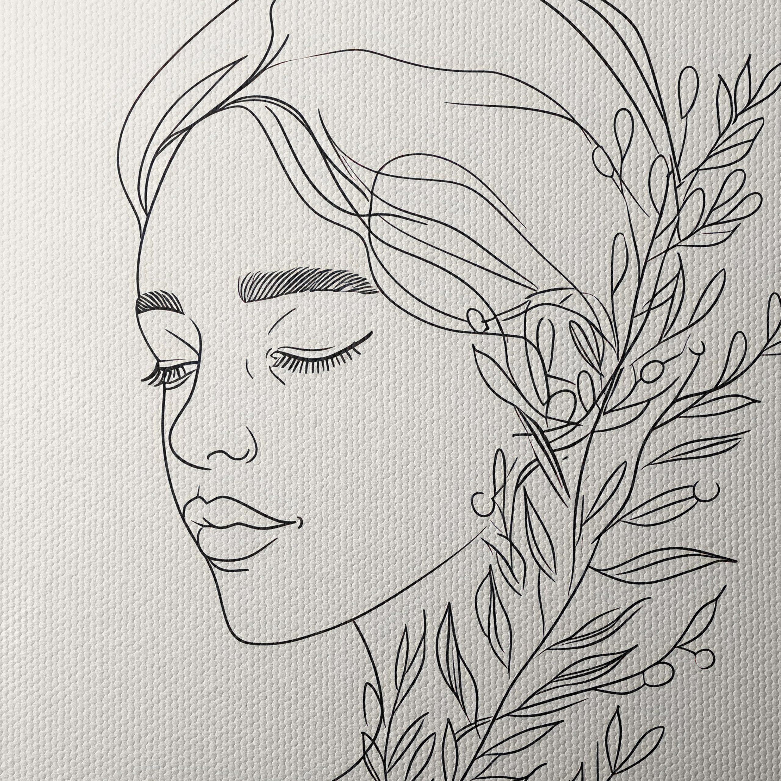 Stylized Female Figure with Leaves - Image 4