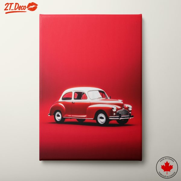 Vintage Red Classic Car Art