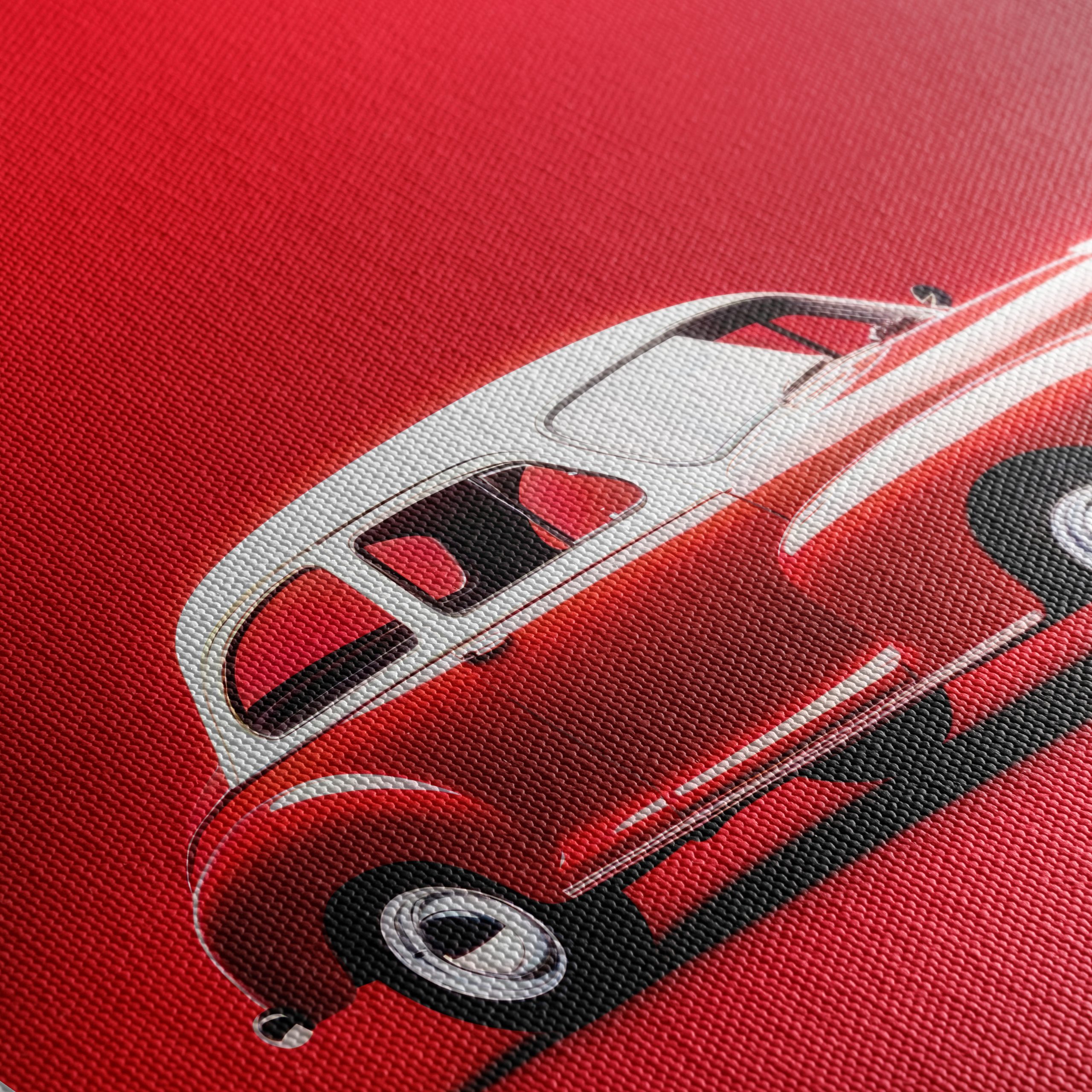 Vintage Red Classic Car Art - Image 5